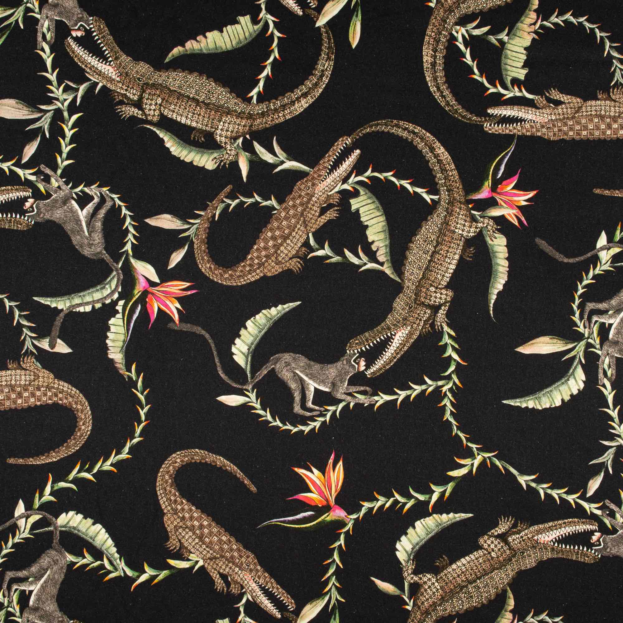 River Chase Fabric - Linen - Night