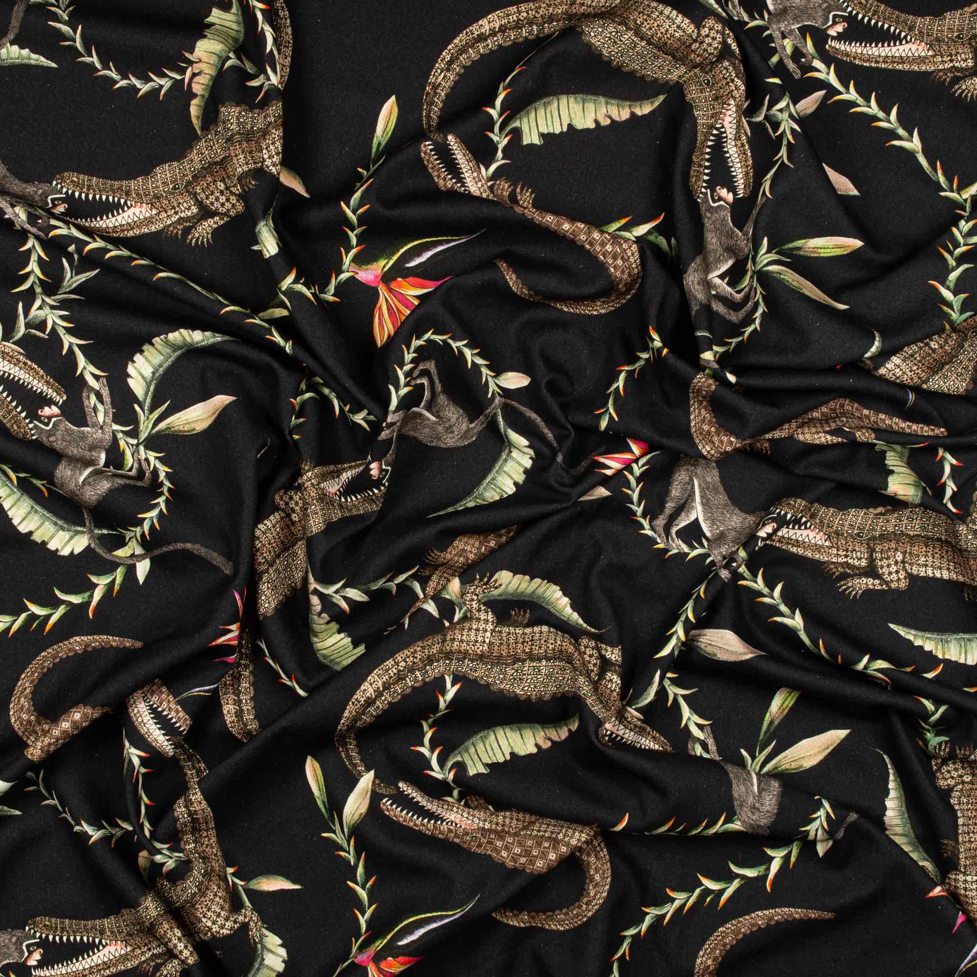 River Chase Fabric - Linen - Night