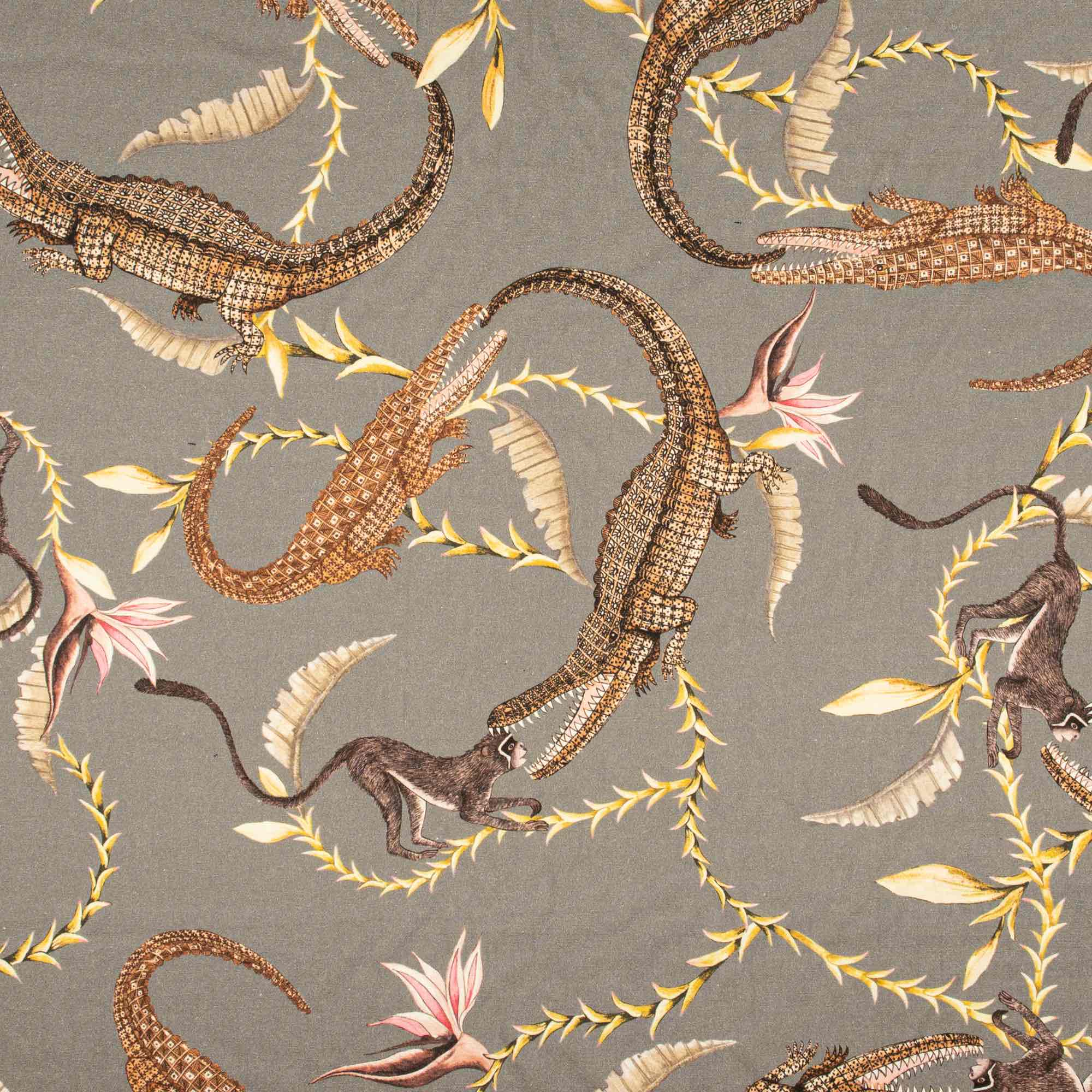 River Chase Fabric - Linen - Silver Ripple