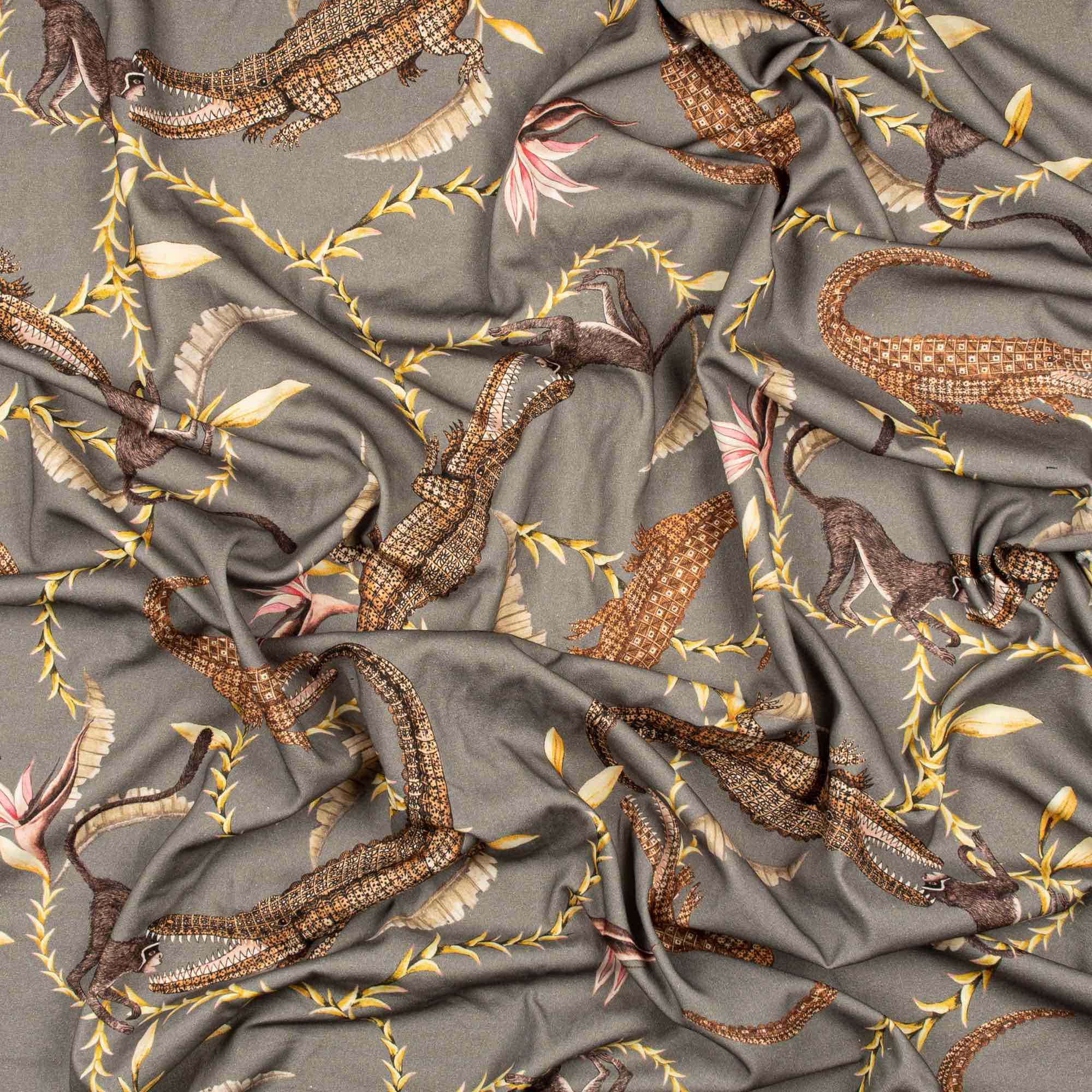 River Chase Fabric - Linen - Silver Ripple