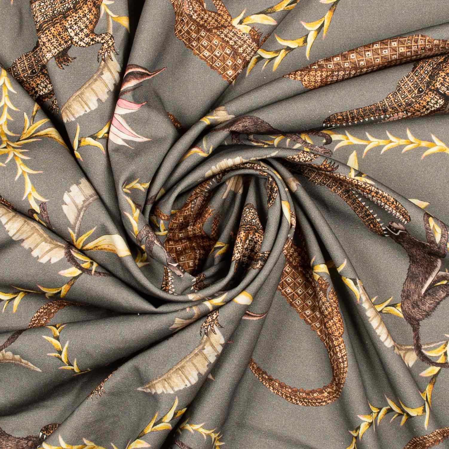 River Chase Fabric - Linen - Silver Ripple