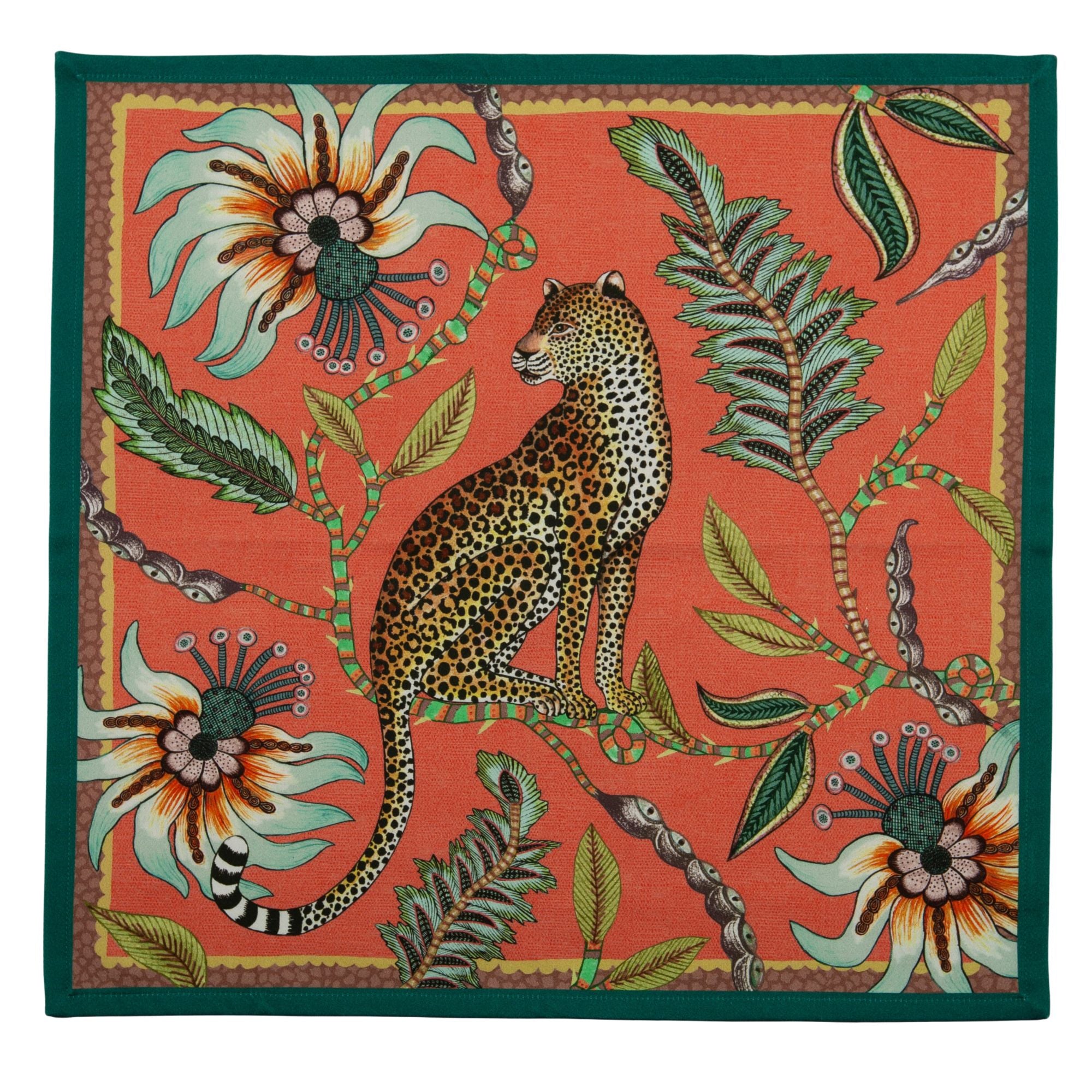 Leopard Napkins (Pair) - Coral