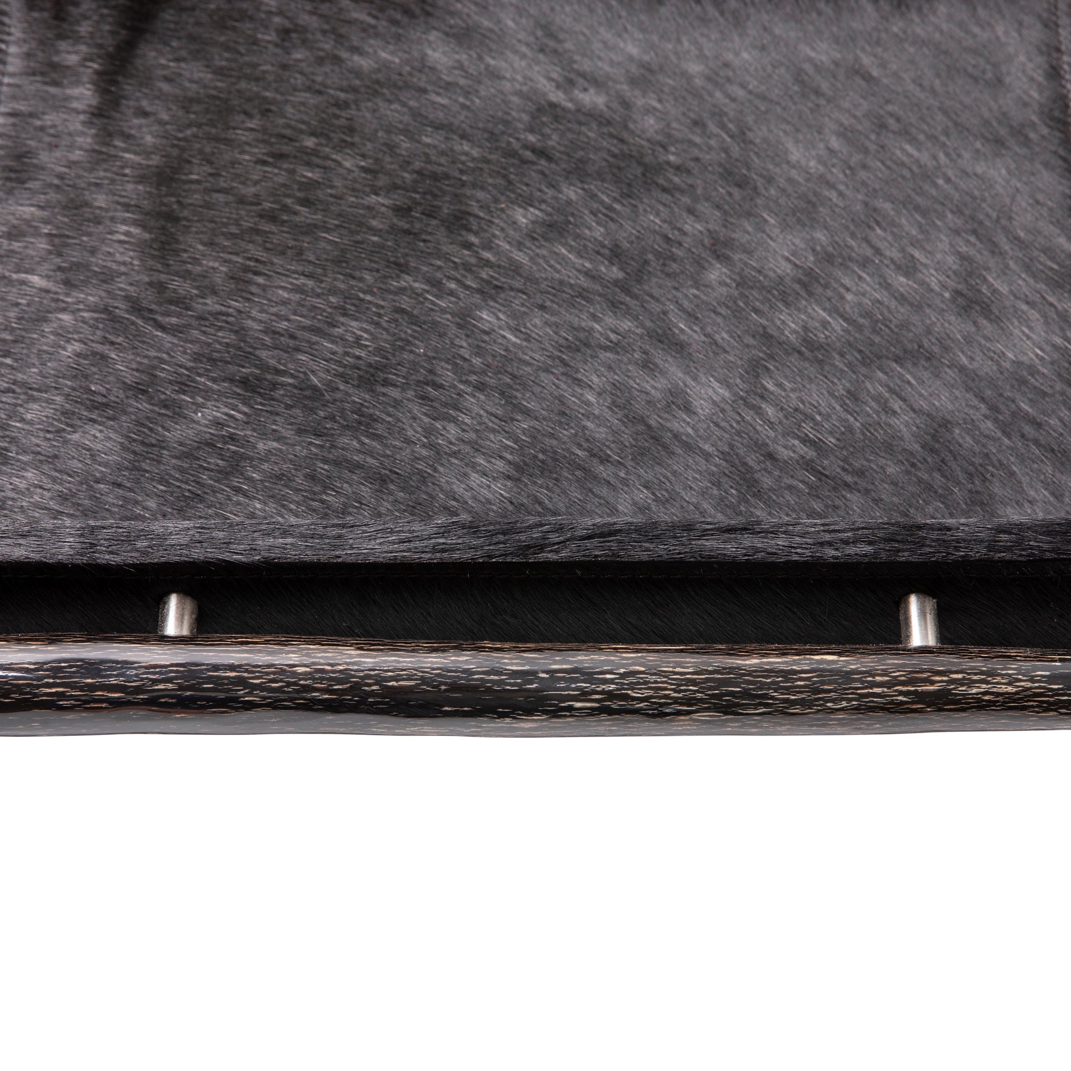 Black Cow Hide Long Rectangle Tray / Gemsbok Horn Handle