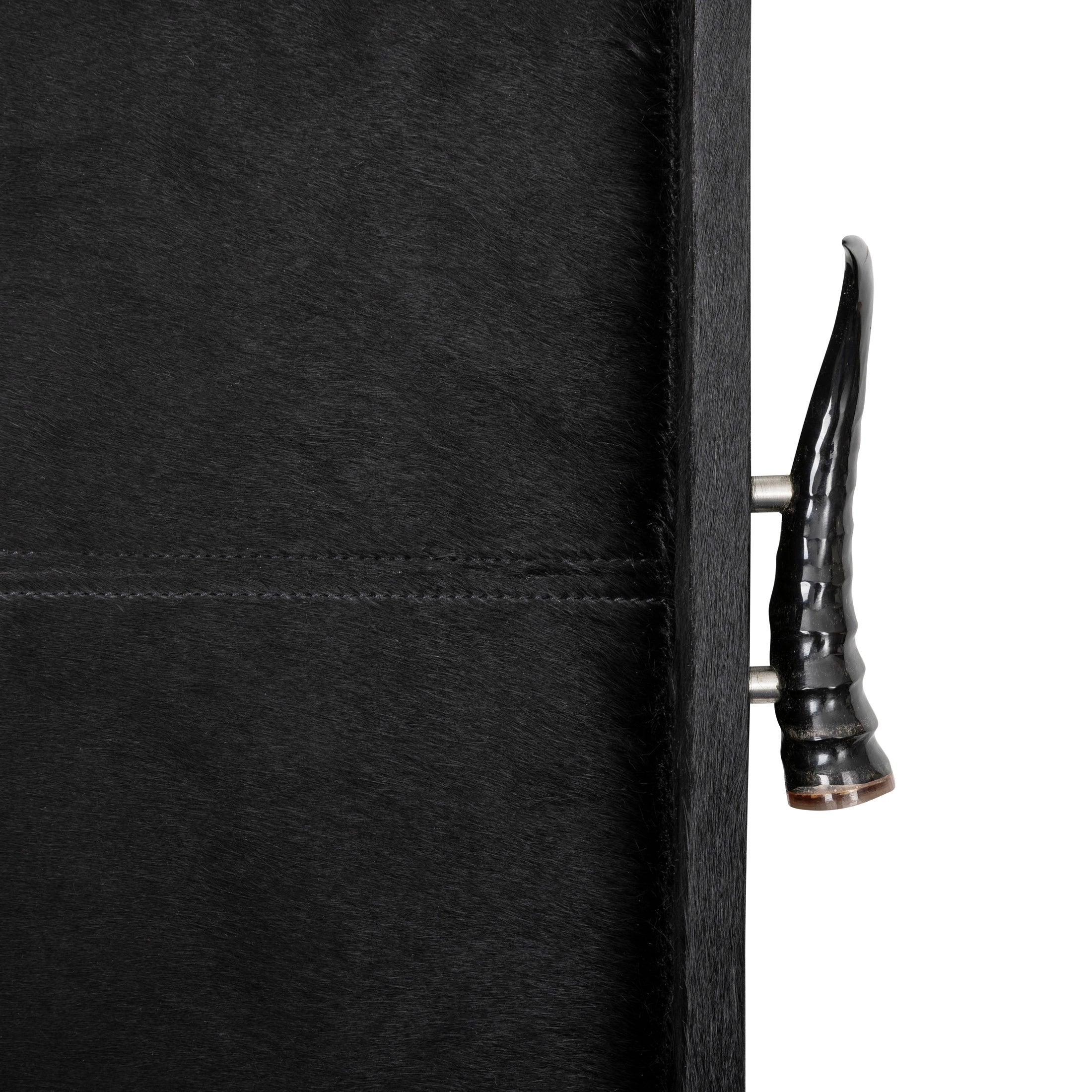 Black Cow Hide Rectangle Tray / Springbok Horn Handles