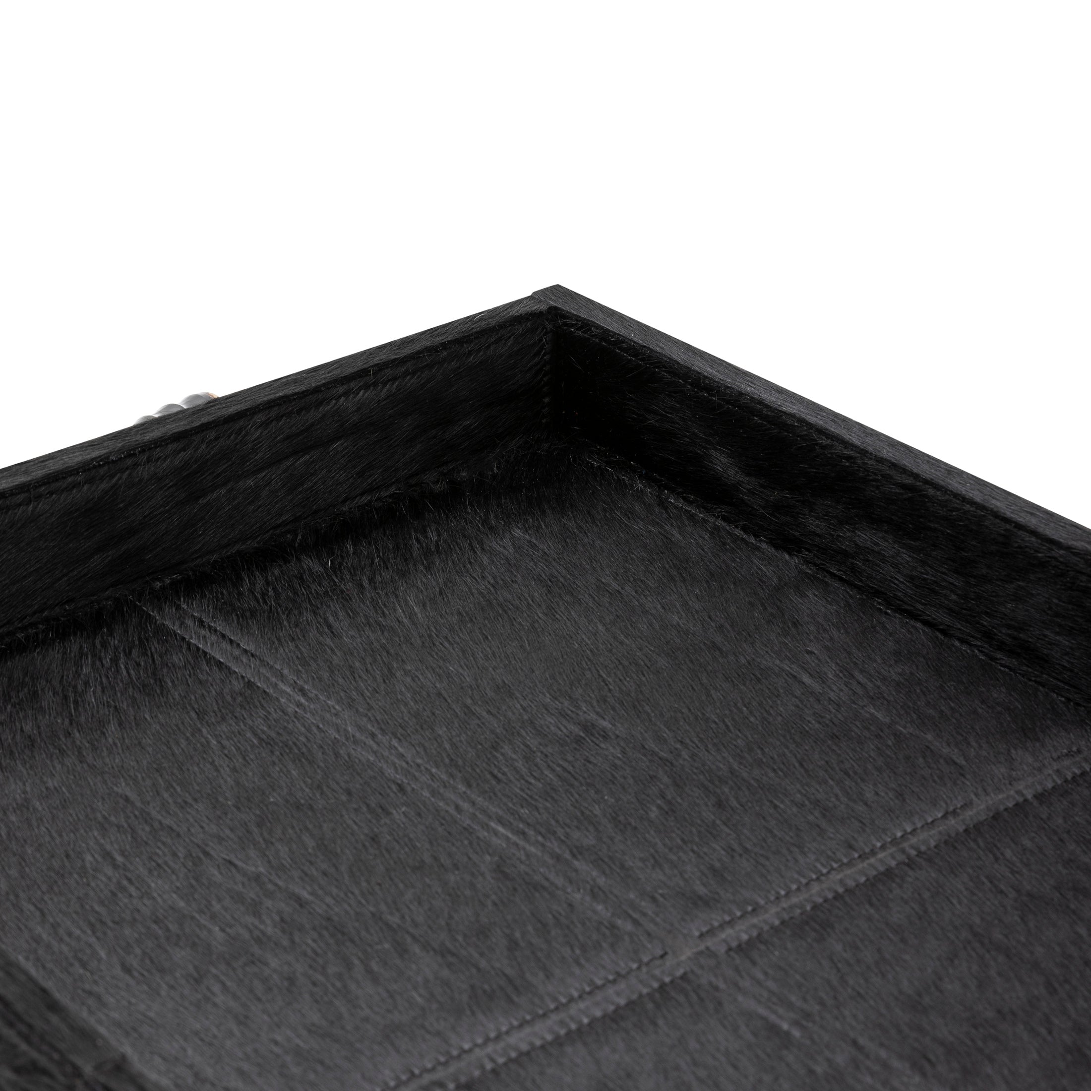 Black Cow Hide Rectangle Tray / Springbok Horn Handles