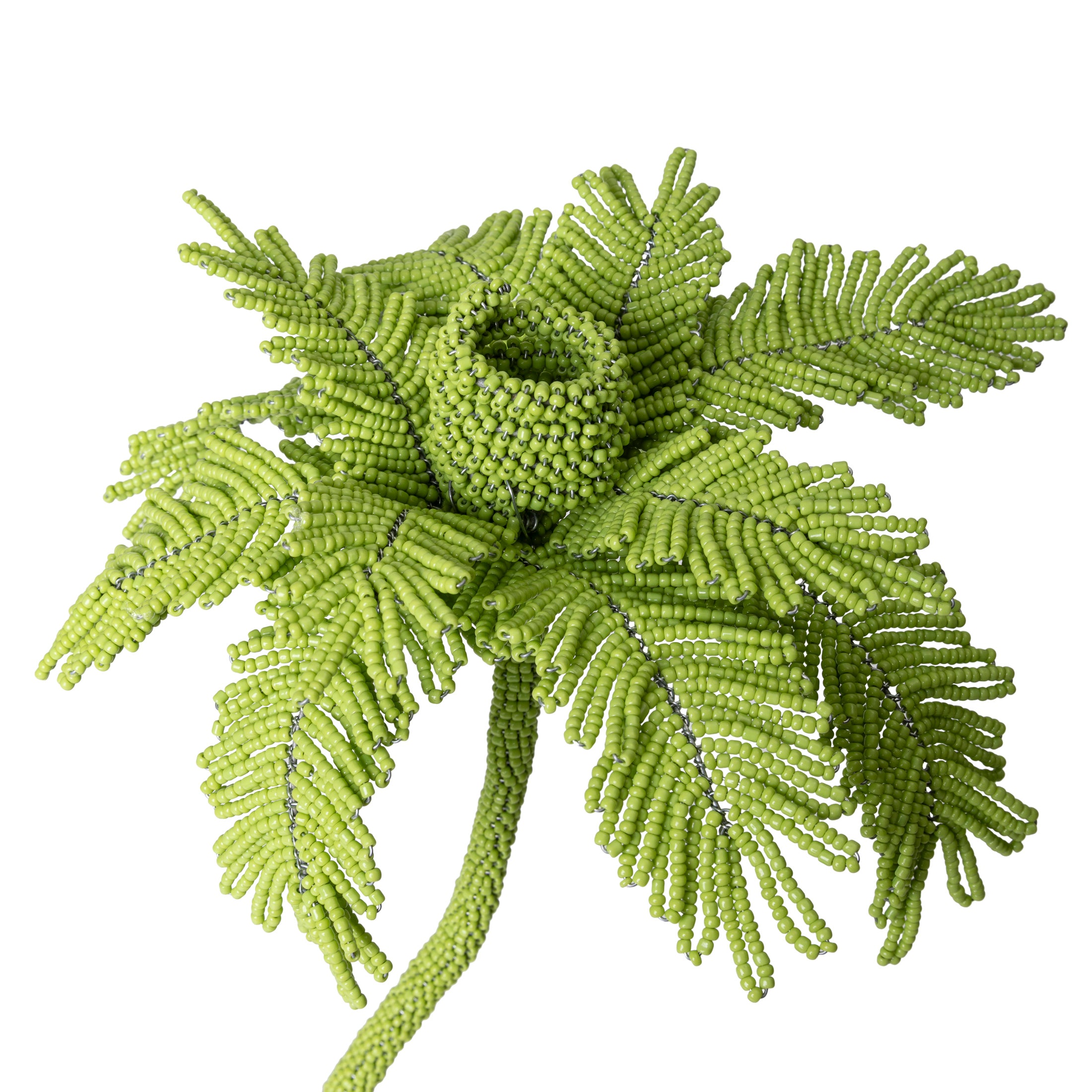 Desert Palm Tree Beaded Candlestick - Lime Green