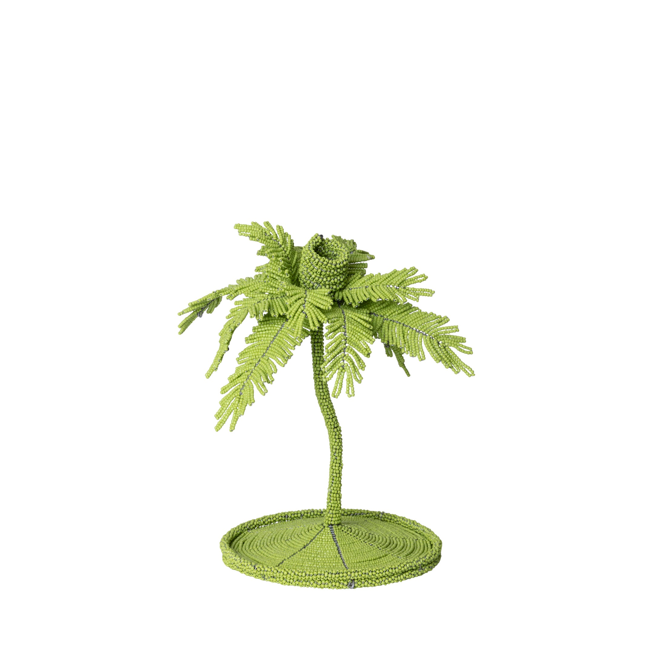 Desert Palm Tree Beaded Candlestick - Lime Green