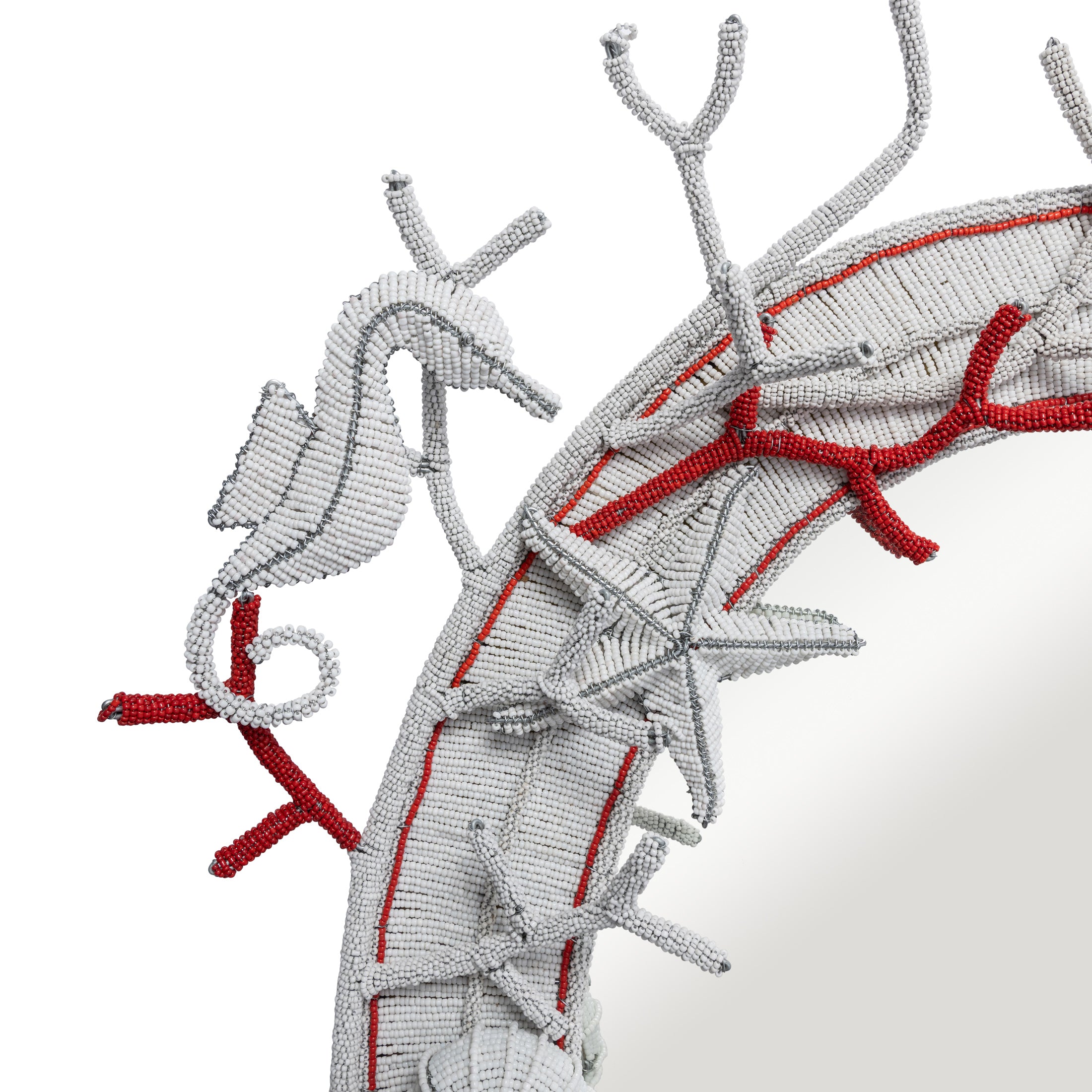 Sea Me Beaded Mirror - White / Red