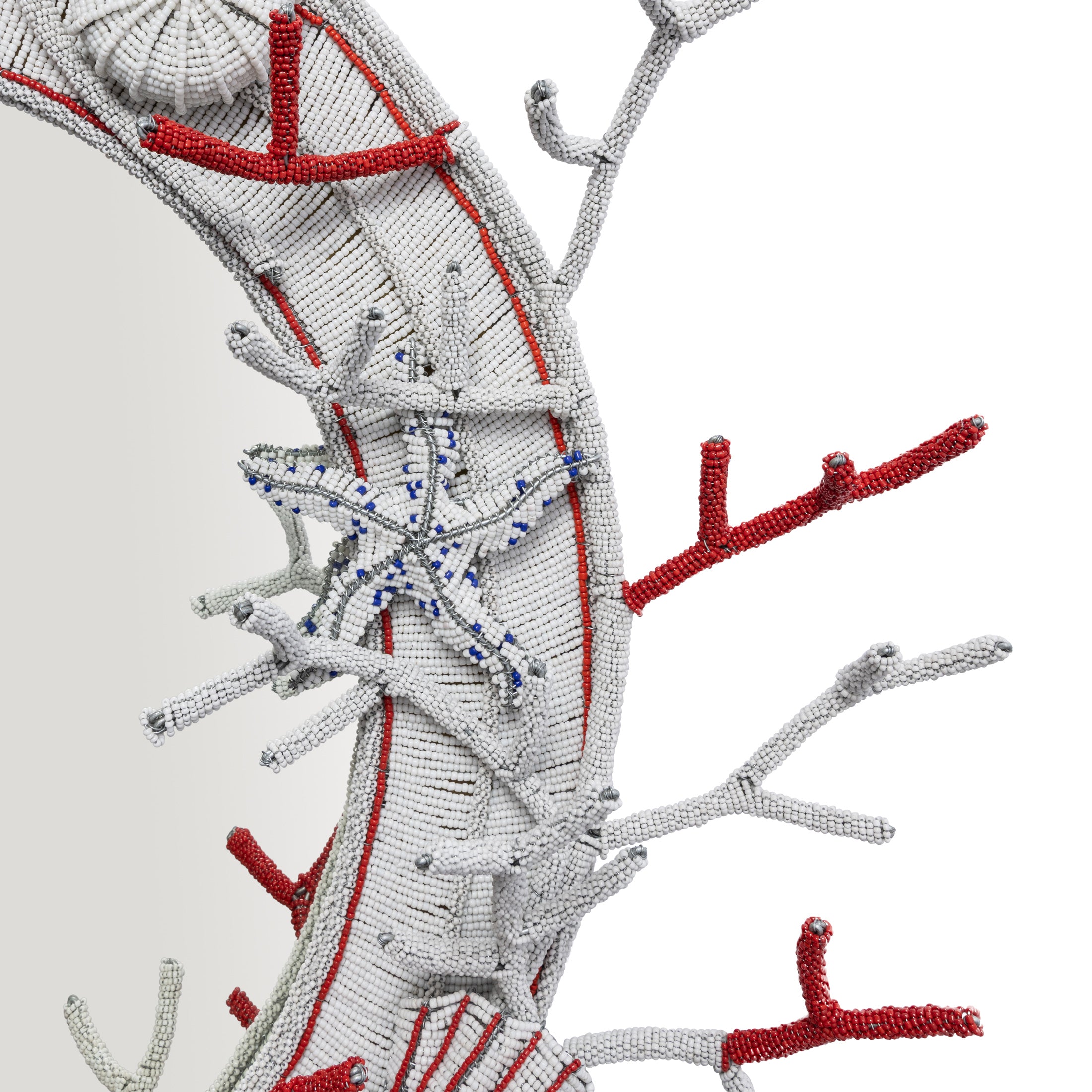 Sea Me Beaded Mirror - White / Red