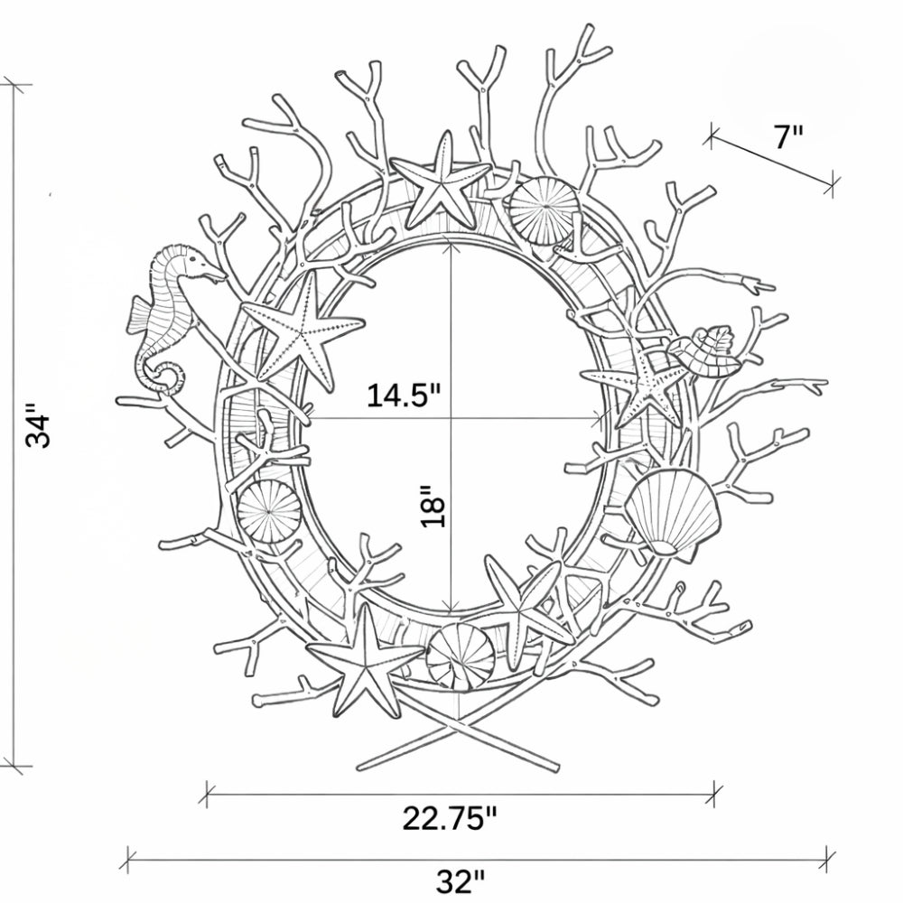 Sea Me Beaded Mirror - White / Red