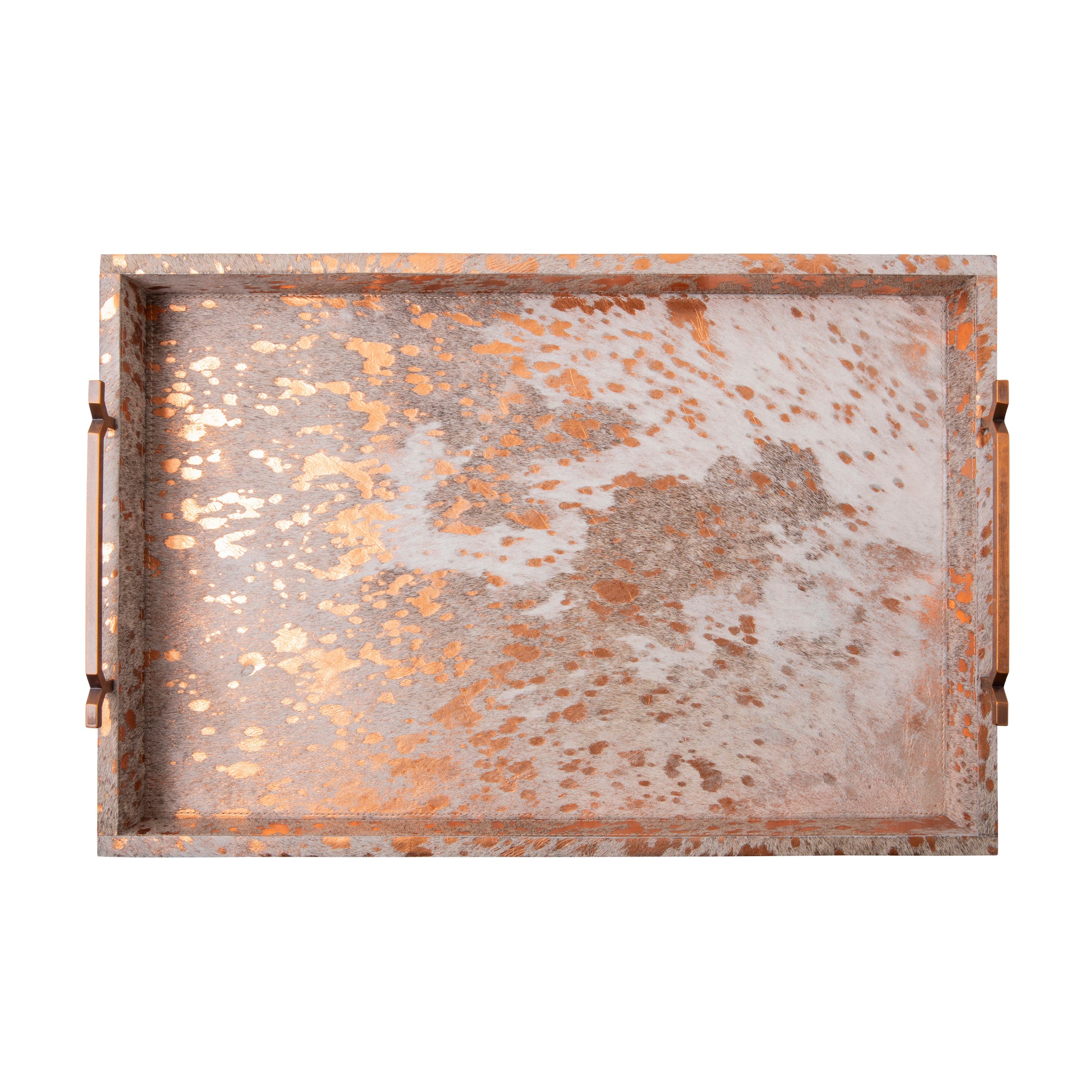 Metallic Copper Cow Hide Tray - Large