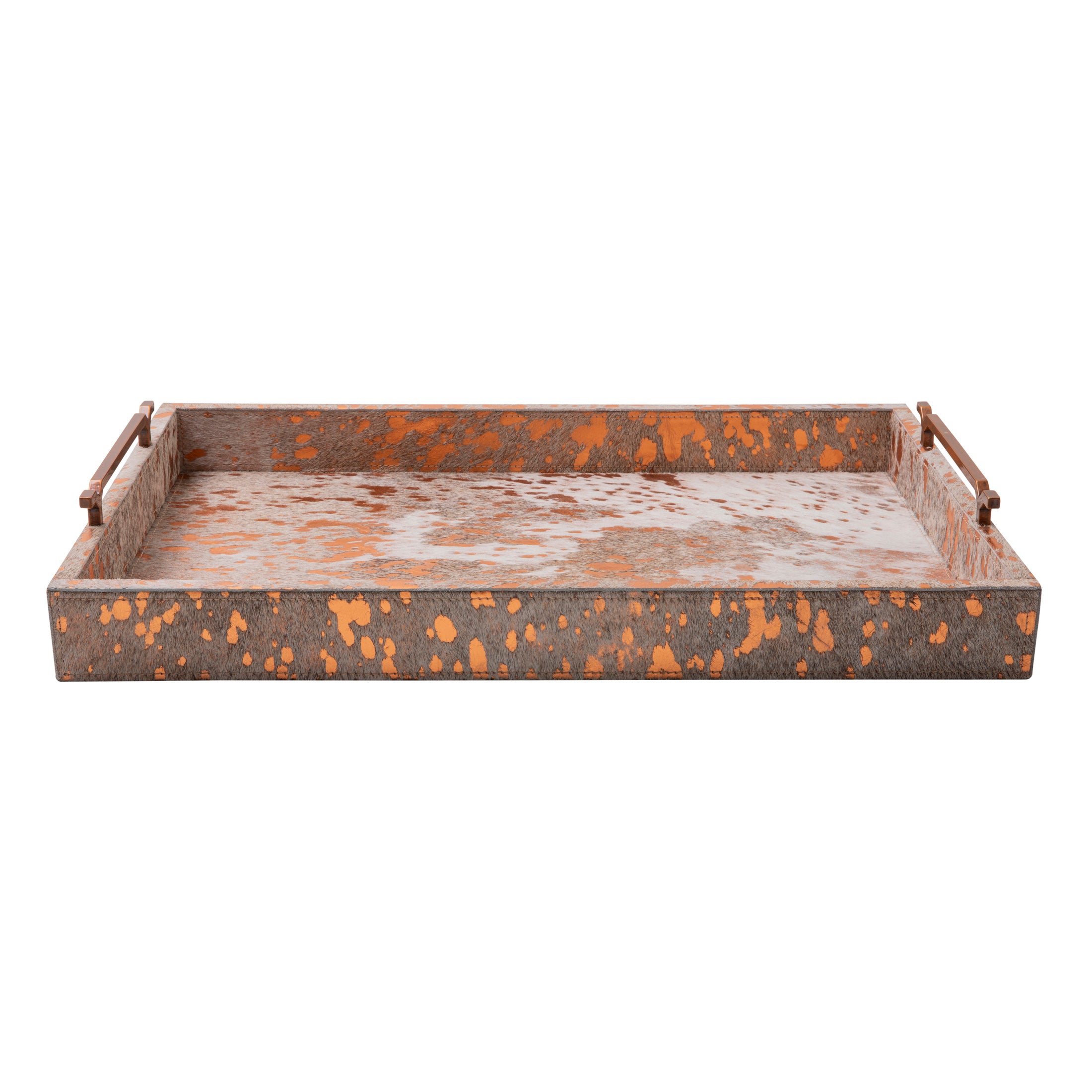 Metallic Copper Cow Hide Tray - Large