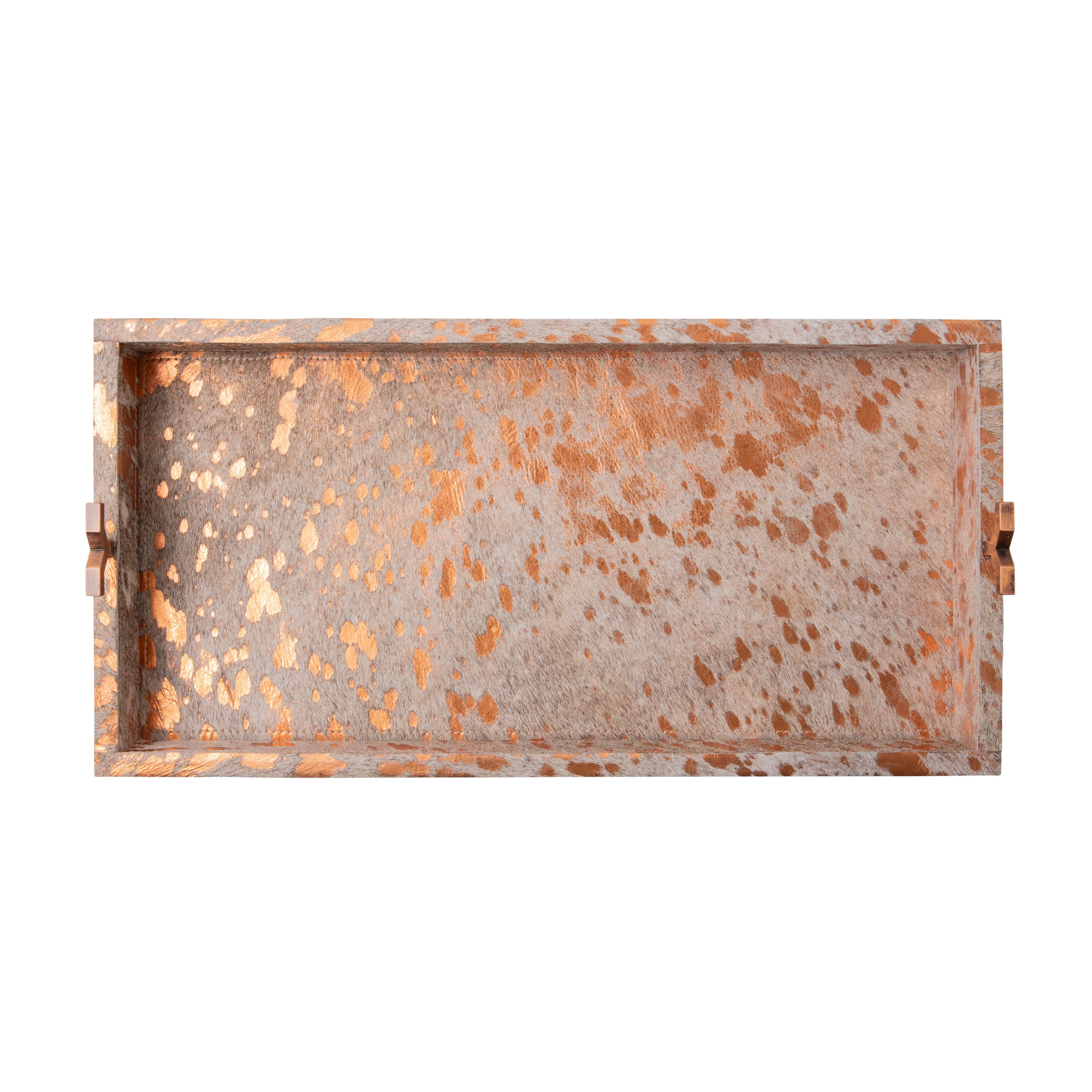 Metallic Copper Cow Hide Tray - Small