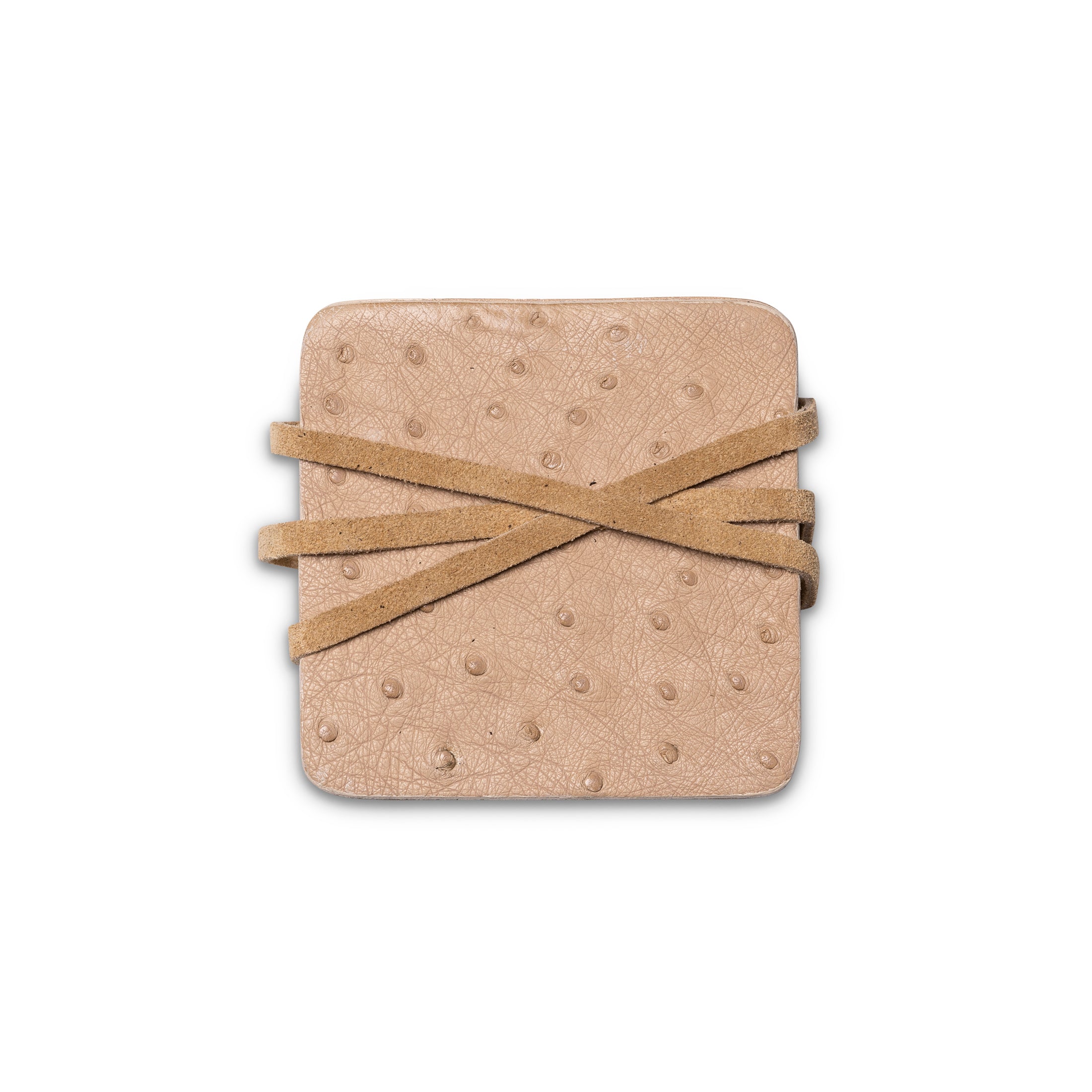 Ostrich Leather Coasters w/ Tie (S/6) - Cream