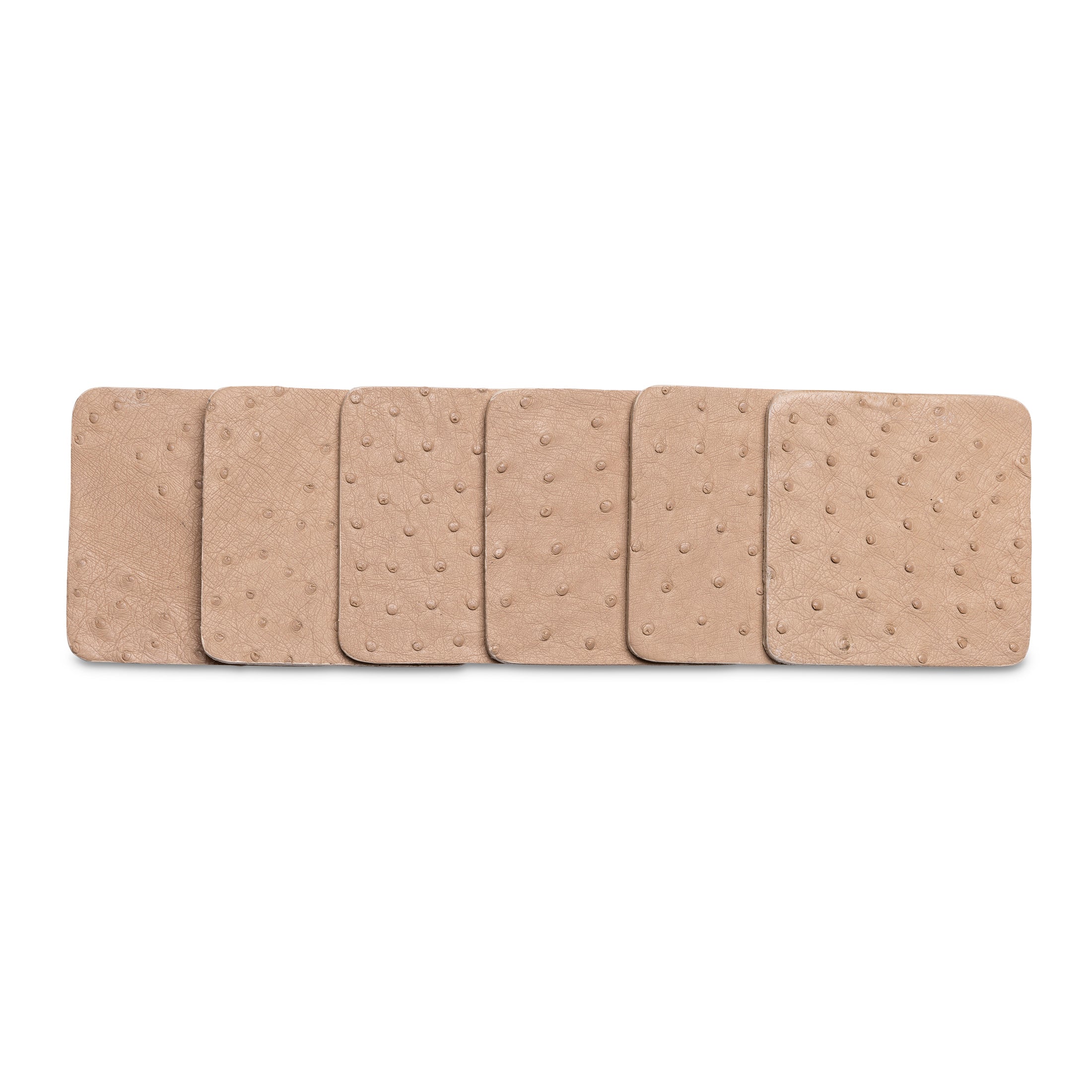 Ostrich Leather Coasters w/ Tie (S/6) - Cream