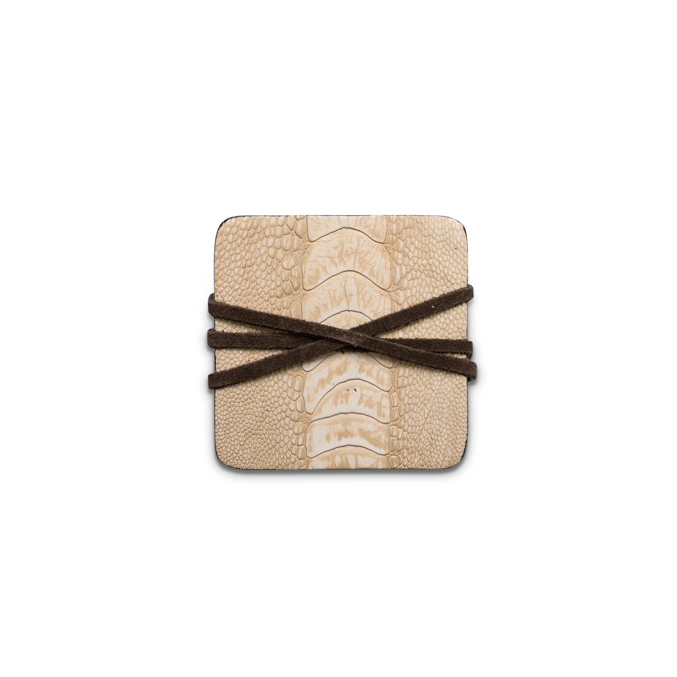 Ostrich Shin Coasters w/ Tie (s/6) - Stone Washed