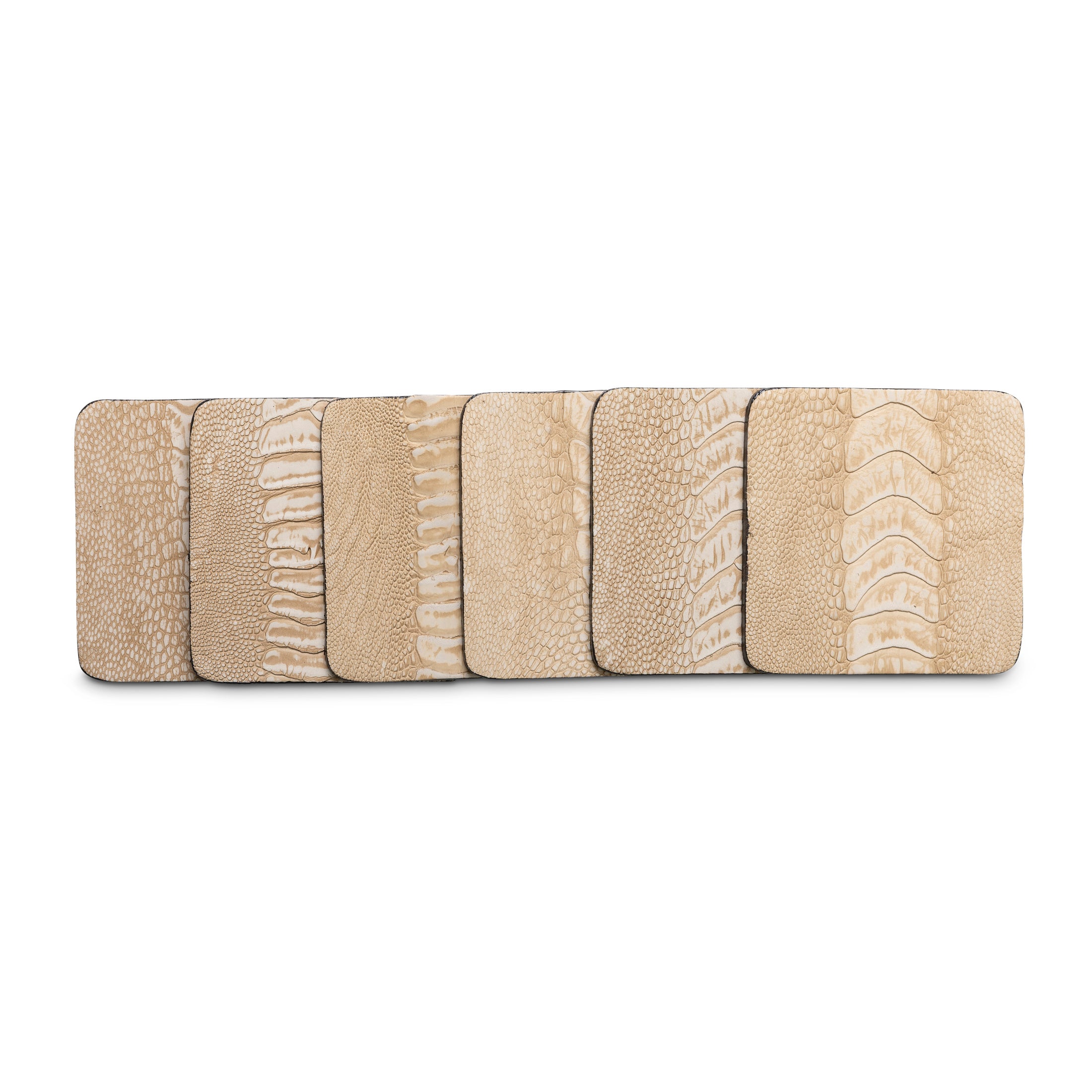 Ostrich Shin Coasters w/ Tie (s/6) - Stone Washed
