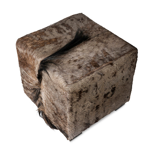 Wildebeest Hide Cube Ottoman