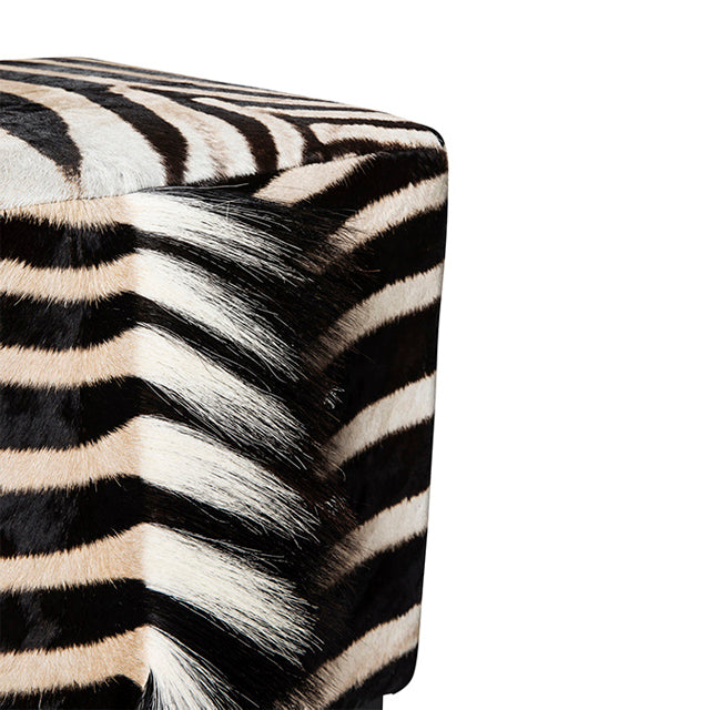 Zebra Hide Cube Ottoman