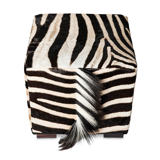 Zebra Hide Cube Ottoman