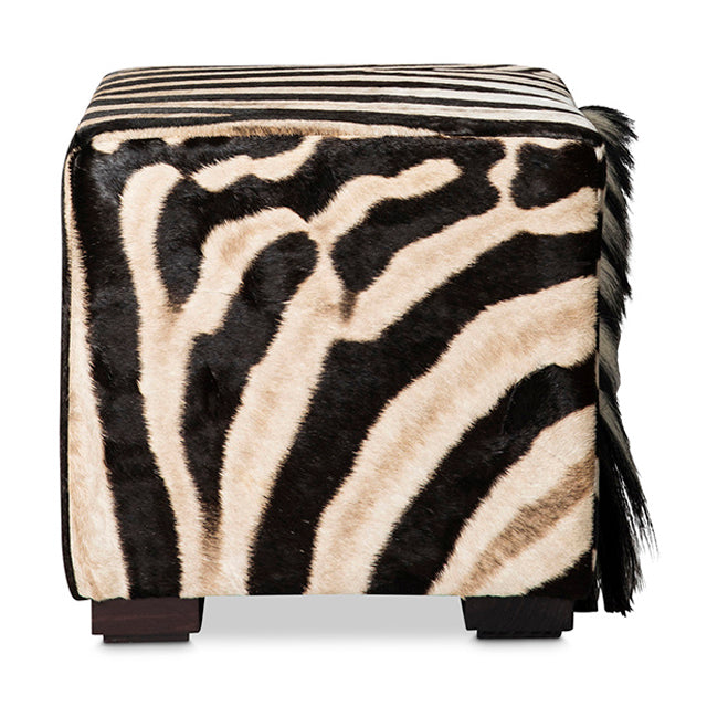 Zebra Hide Cube Ottoman