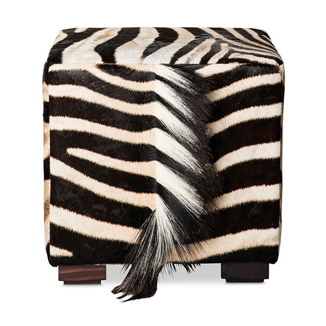 Zebra Hide Cube Ottoman