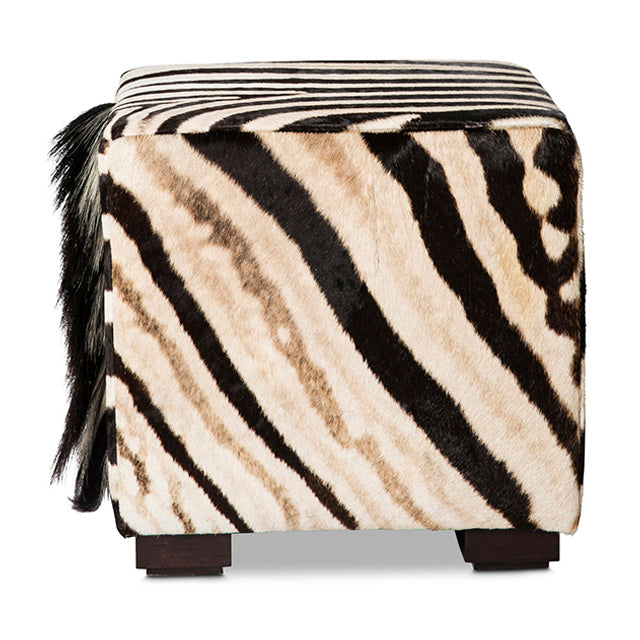 Zebra Hide Cube Ottoman
