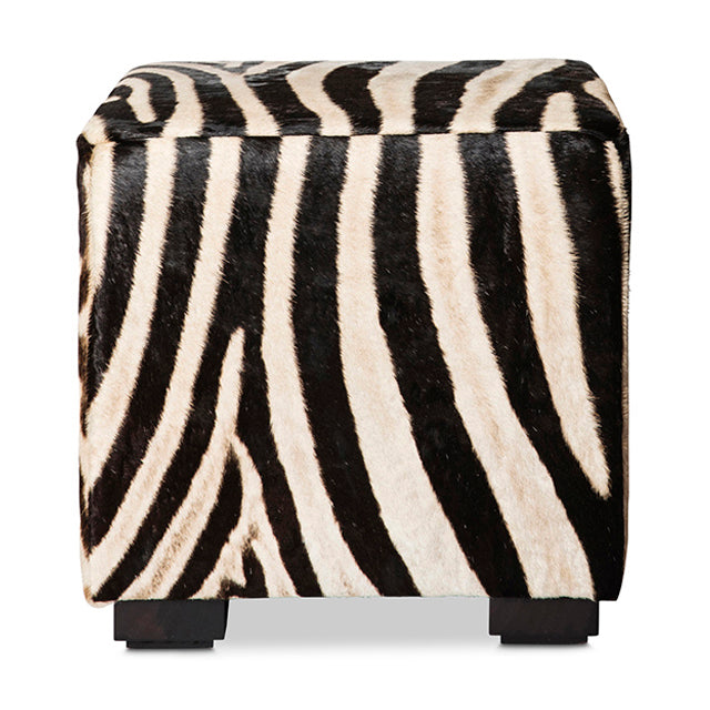 Zebra Hide Cube Ottoman
