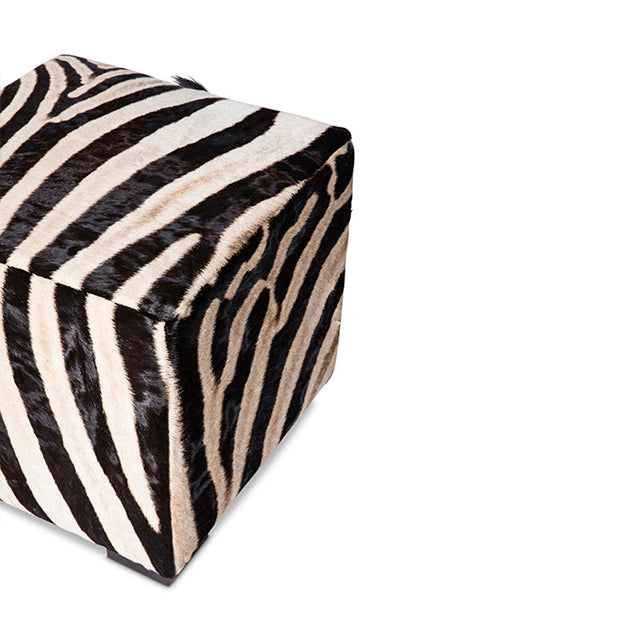 Zebra Hide Cube Ottoman