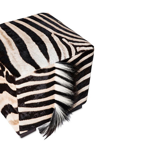 Zebra Hide Cube Ottoman