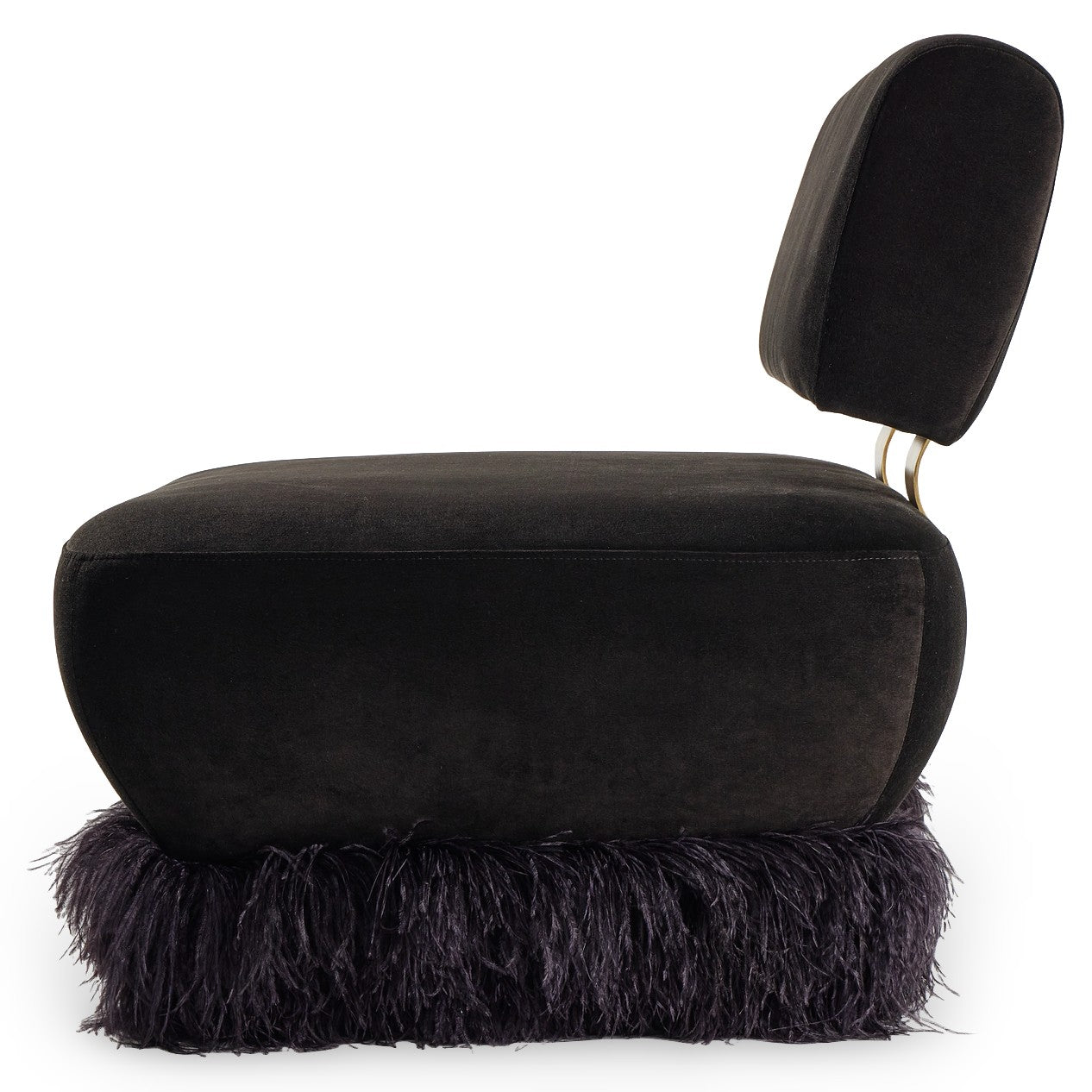 Ostrich Fluff Lounge Chair - Black