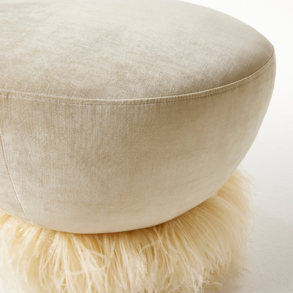 Ostrich Fluff Round Ottoman - Small