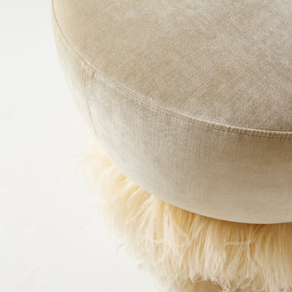 Ostrich Fluff Round Ottoman - Small
