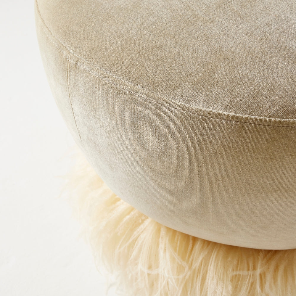 Ostrich Fluff Round Ottoman - Small