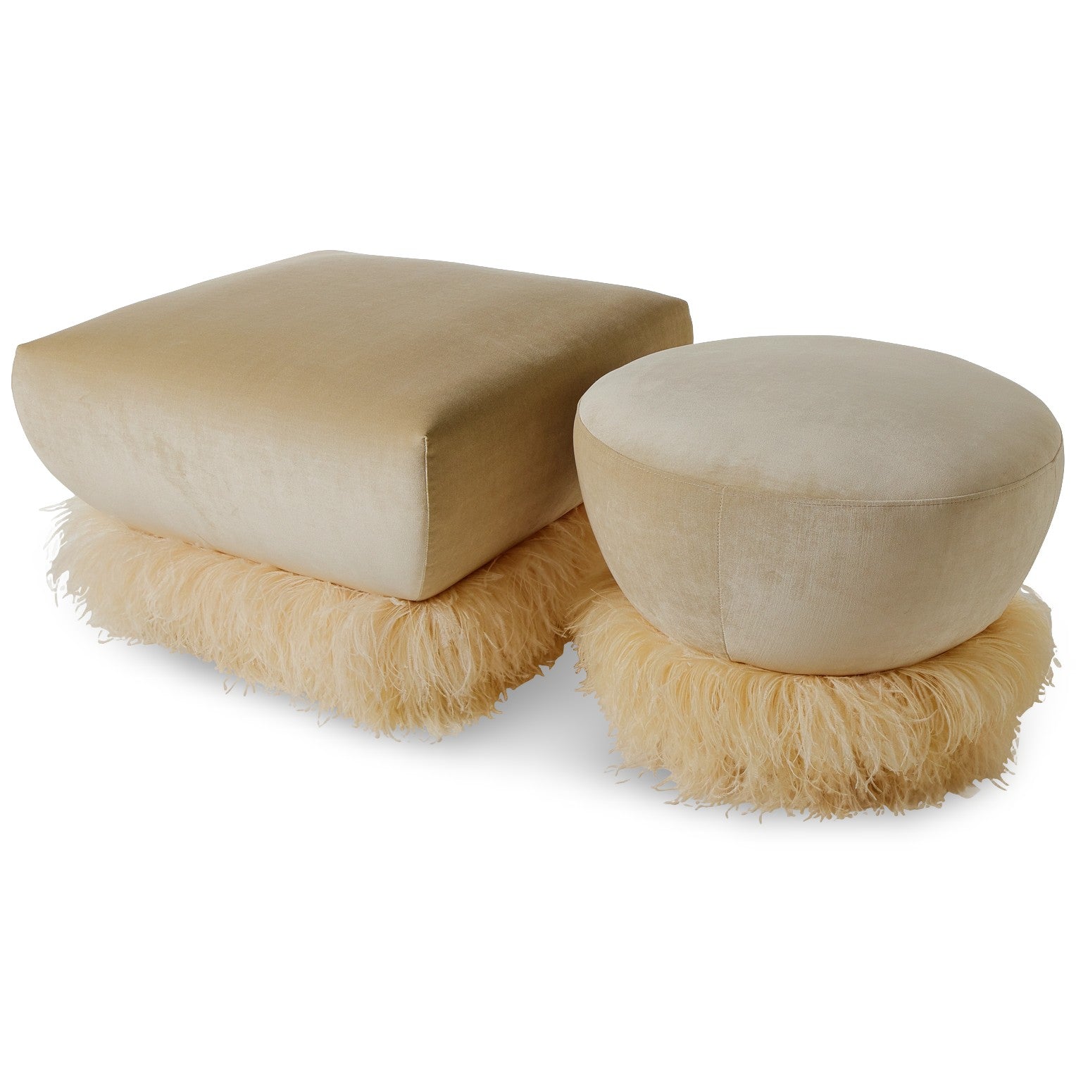Ostrich Fluff Square Ottoman