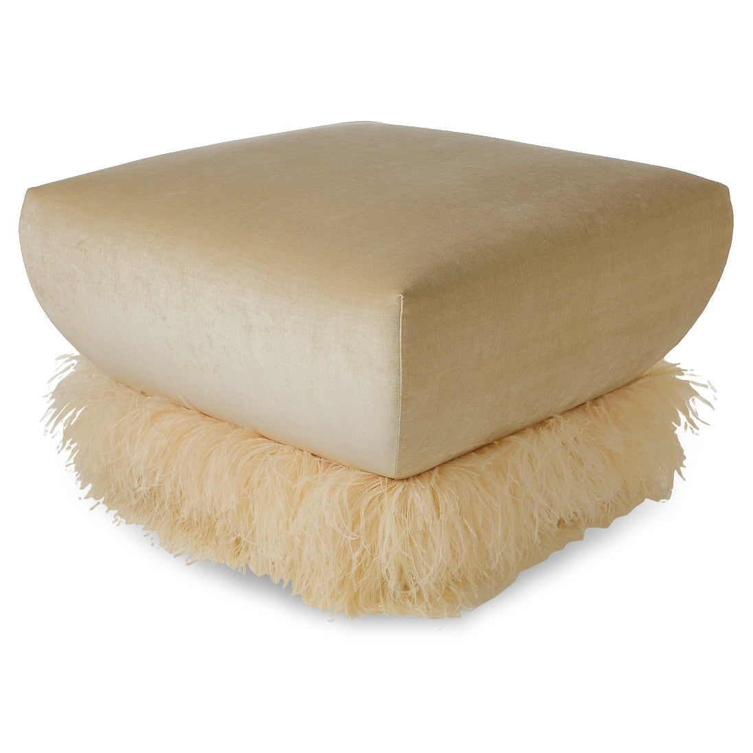 Ostrich Fluff Square Ottoman