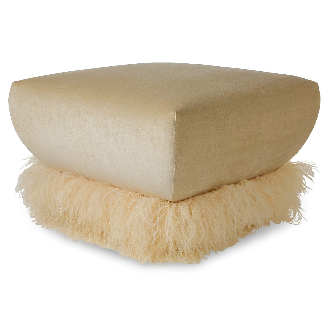 Ostrich Fluff Square Ottoman
