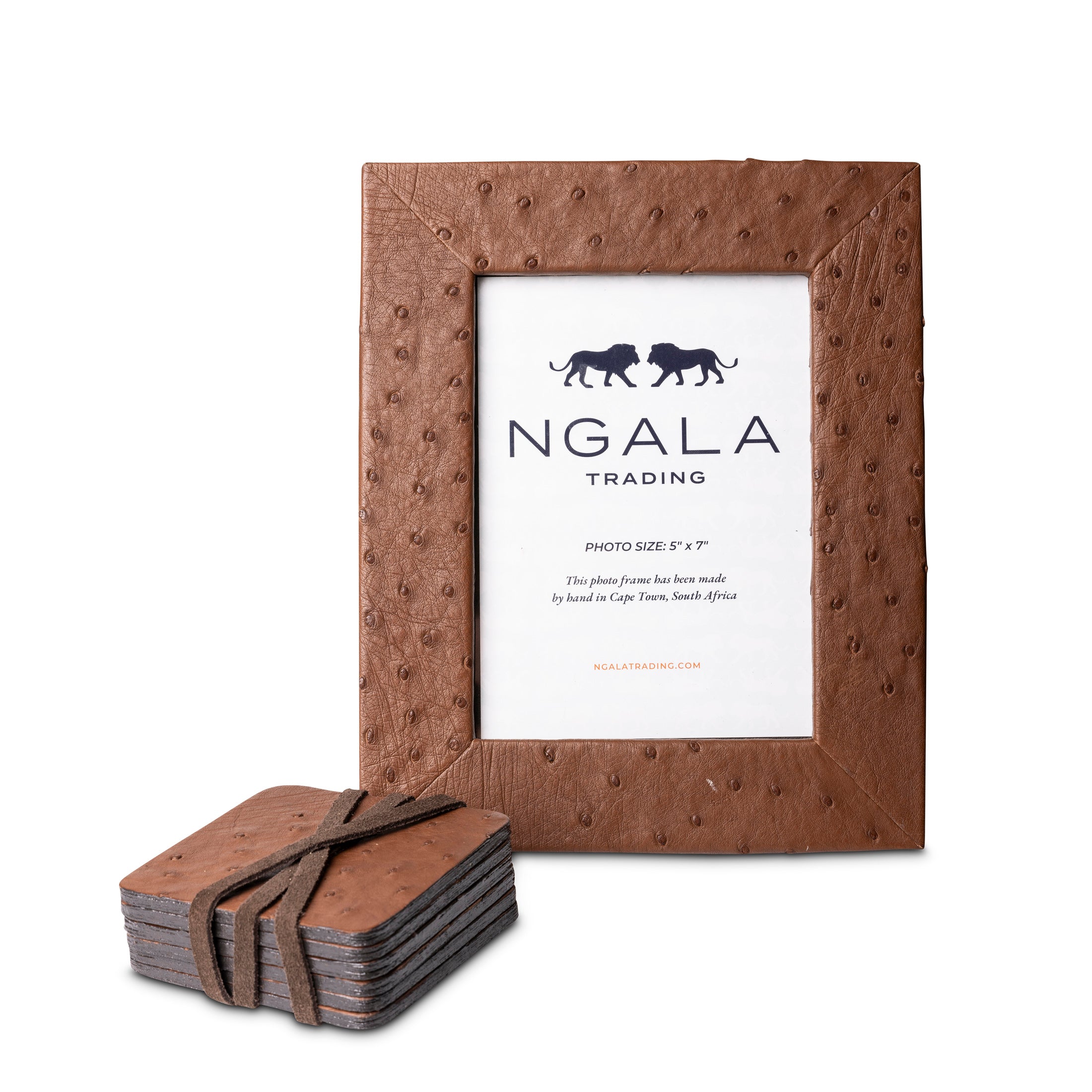 Ostrich Leather Photo Frame - Brown