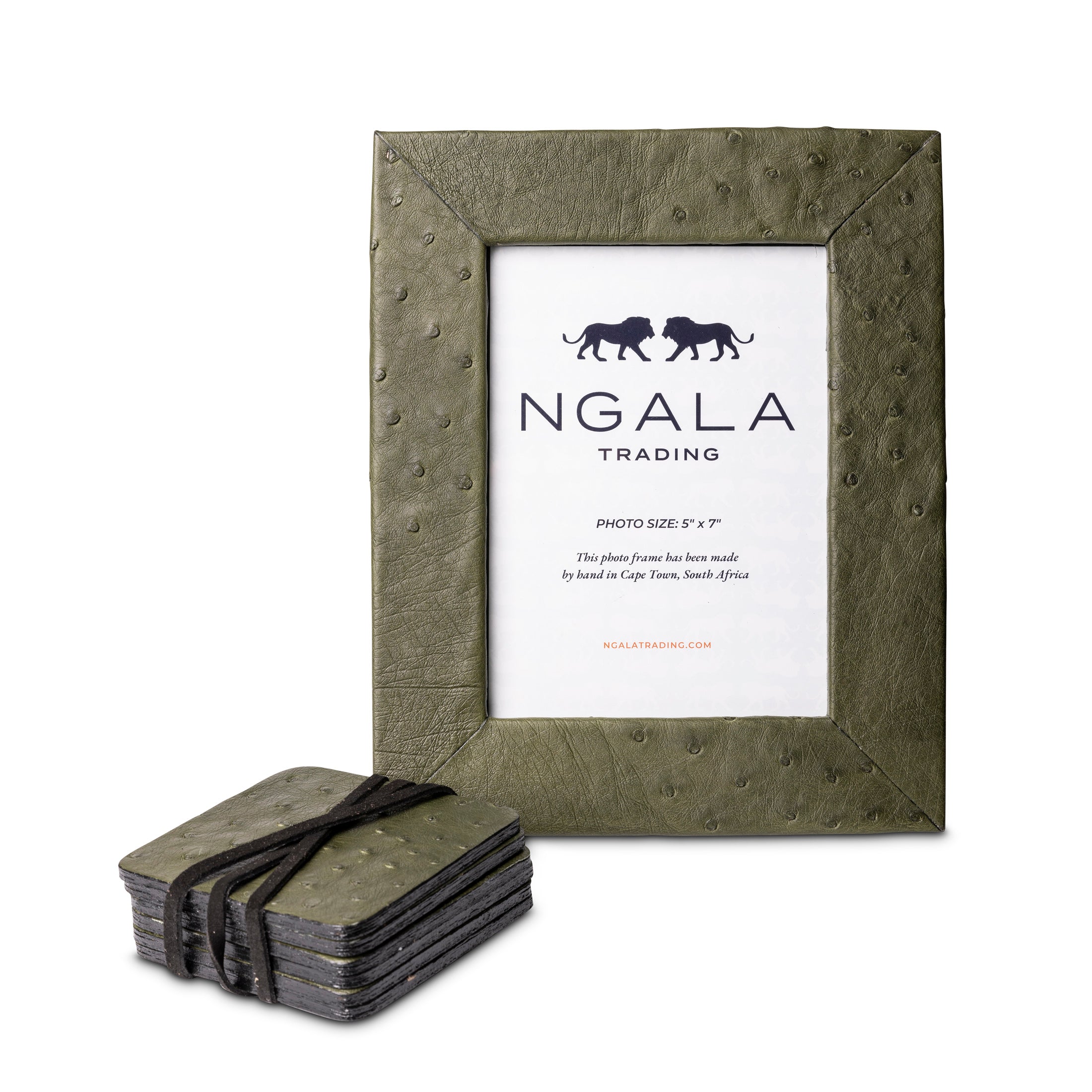 Ostrich Leather Photo Frame - Forest Green