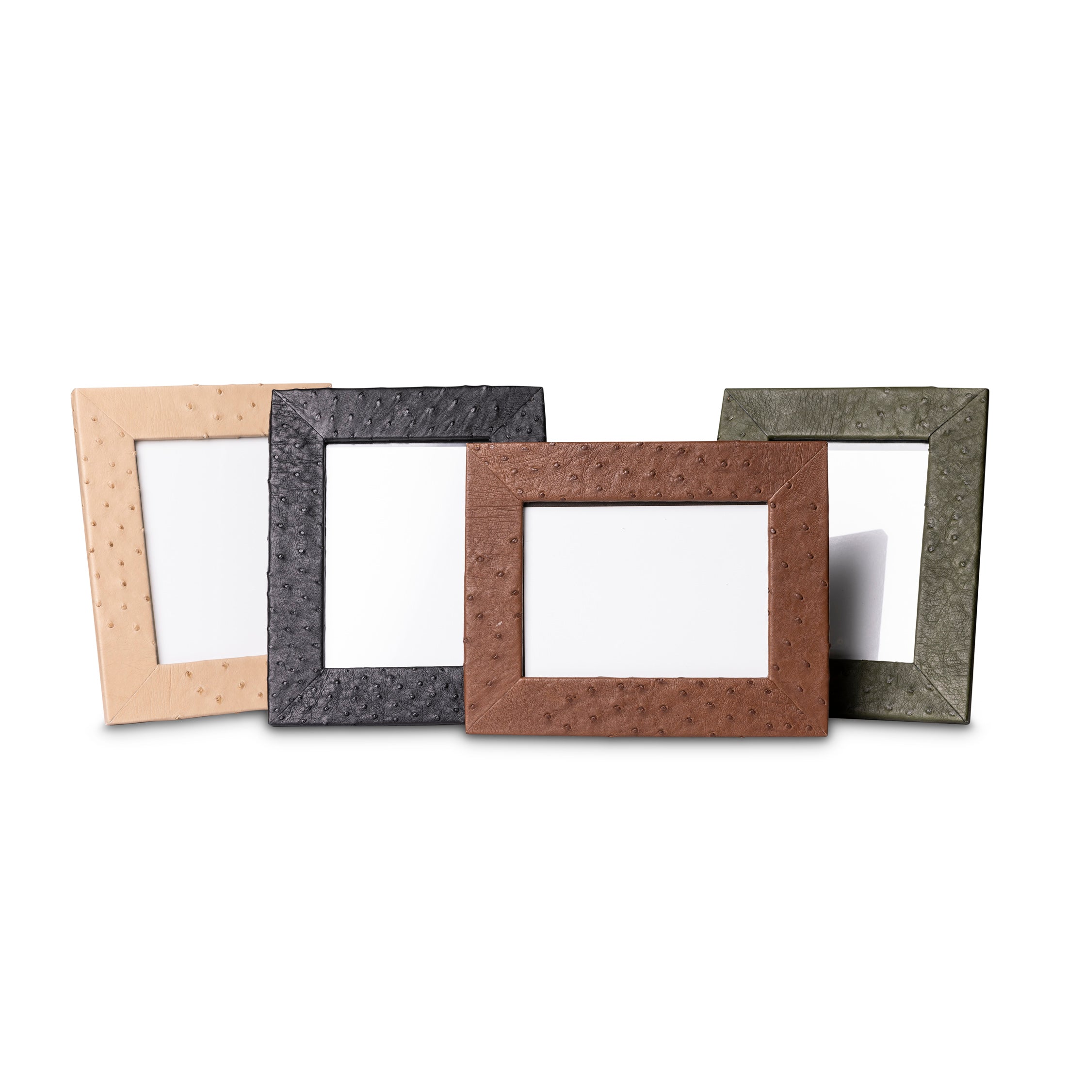 Ostrich Leather Photo Frame - Forest Green