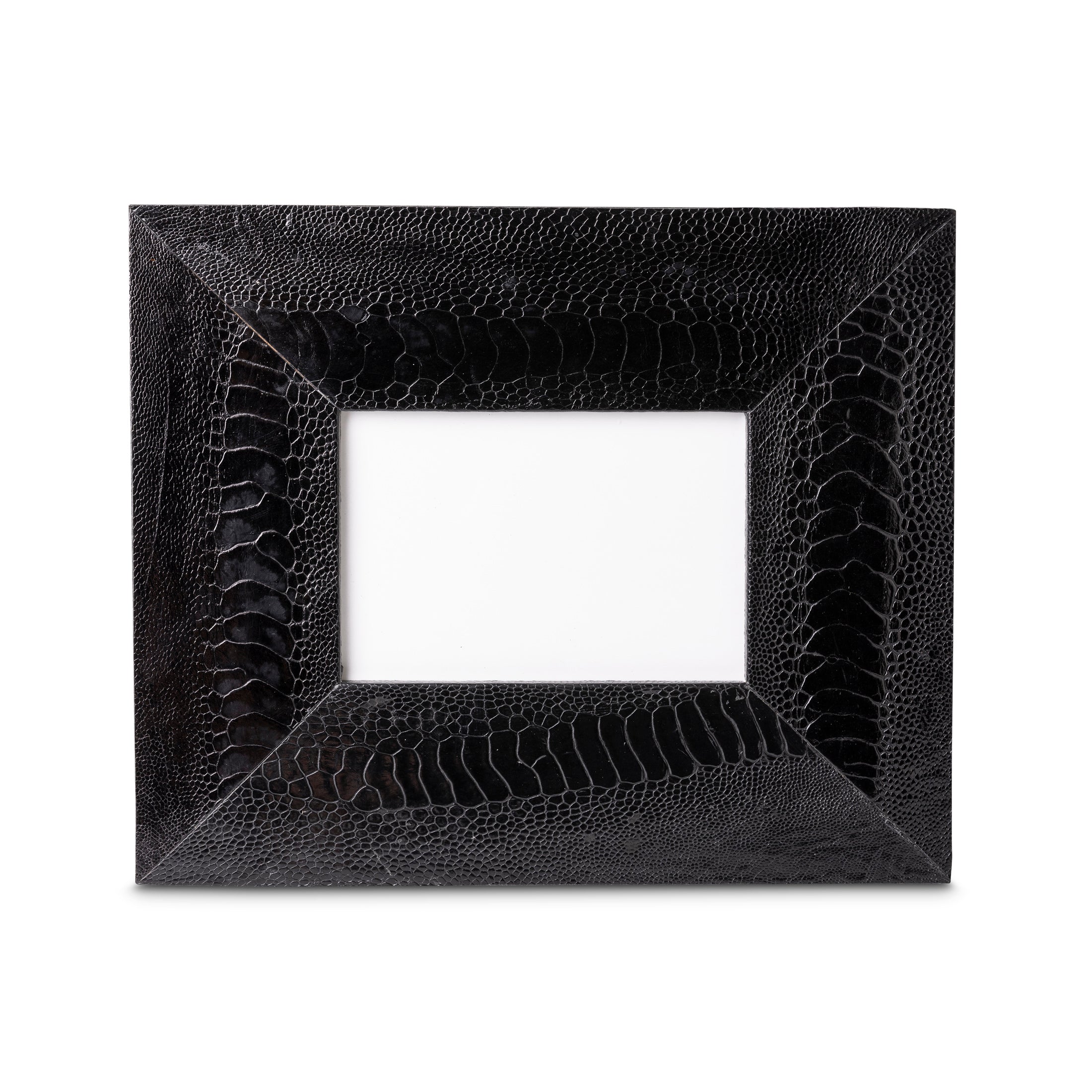 Ostrich Shin Leather Photo Frame - Black