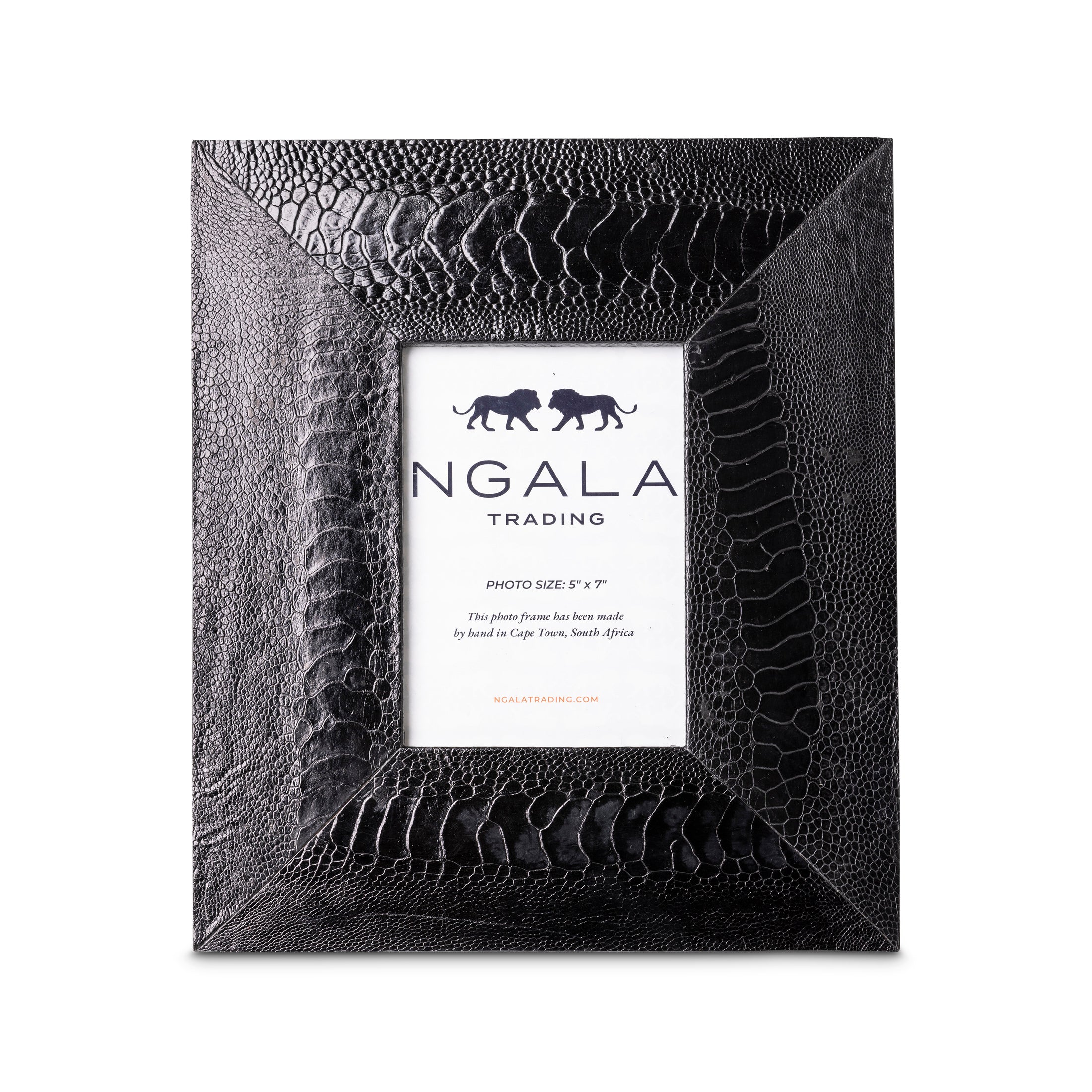 Ostrich Shin Leather Photo Frame - Black
