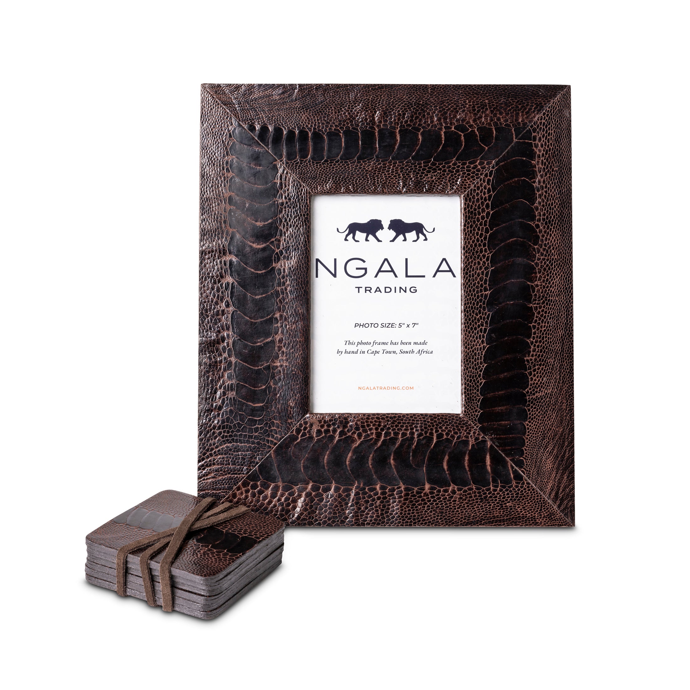 Ostrich Shin Leather Photo Frame - Brown