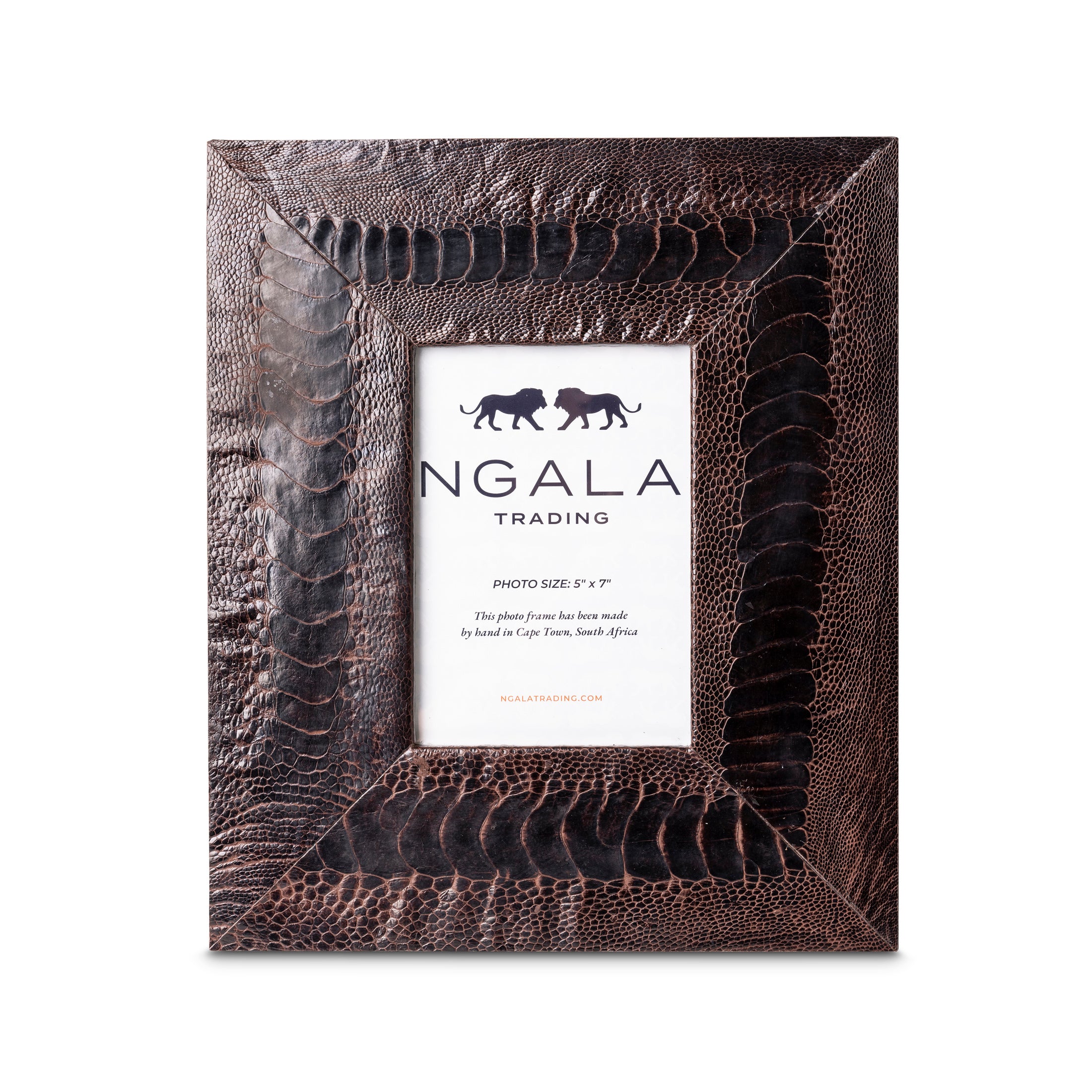 Ostrich Shin Leather Photo Frame - Brown