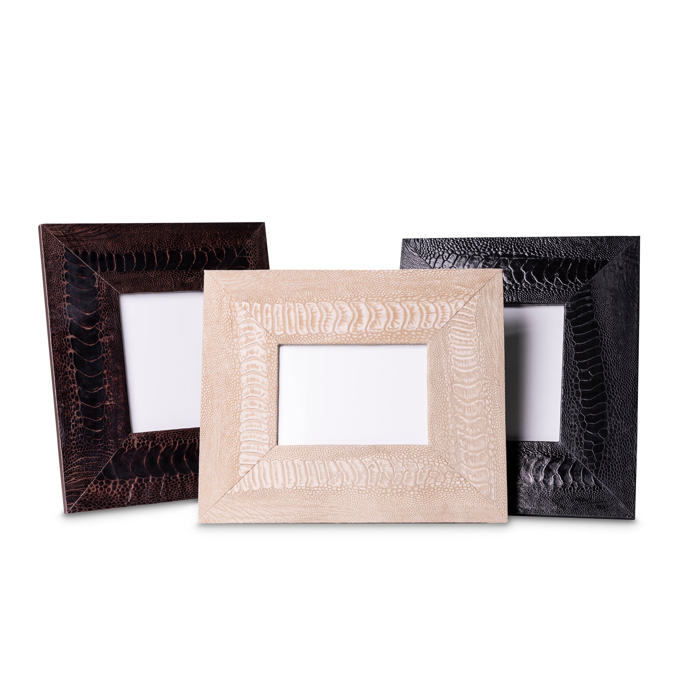Ostrich Shin Leather Photo Frame - Stone-Washed