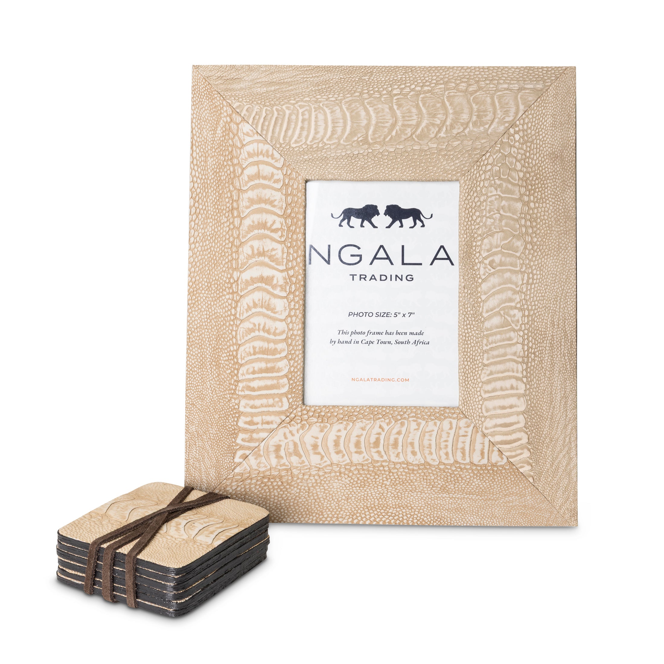 Ostrich Shin Leather Photo Frame - Stone-Washed