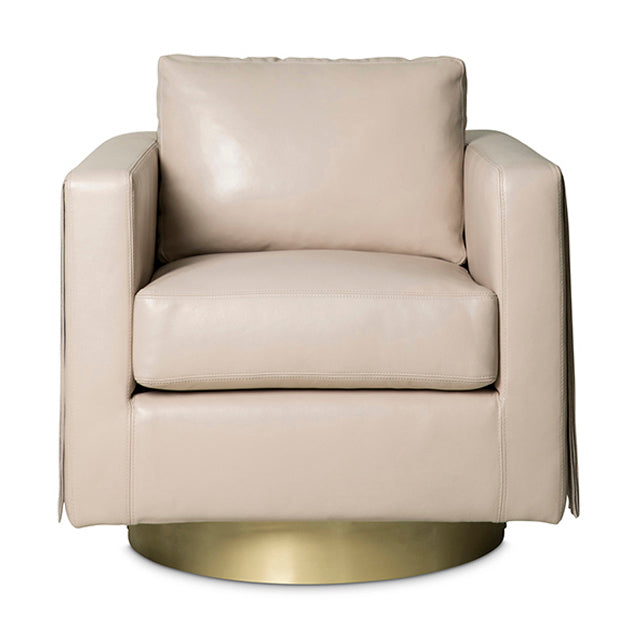 Egoli Leather Swivel Chair in Cream-Stone Leather