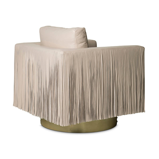 Egoli Leather Swivel Chair in Cream-Stone Leather