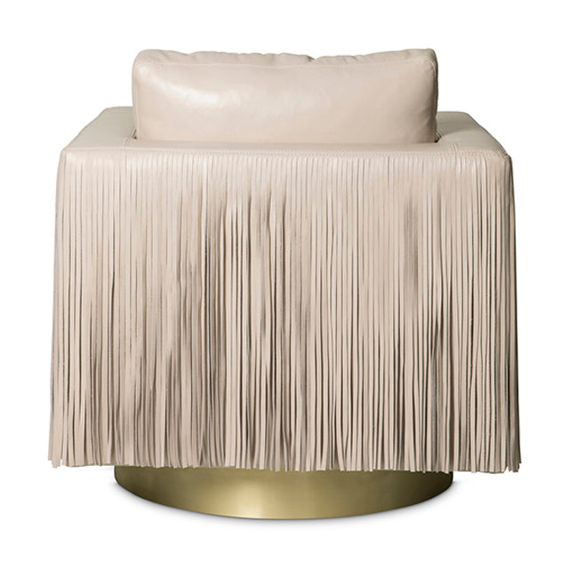 Egoli Leather Swivel Chair in Cream-Stone Leather