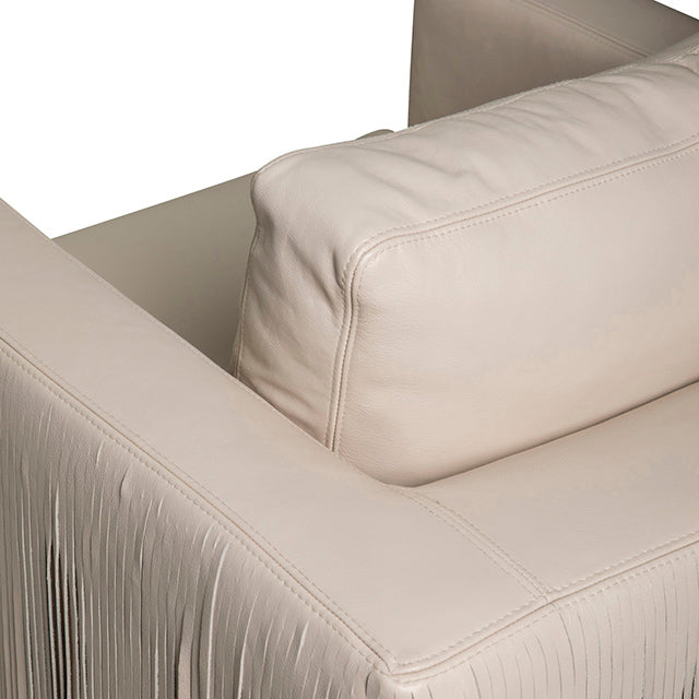 Egoli Leather Swivel Chair in Cream-Stone Leather